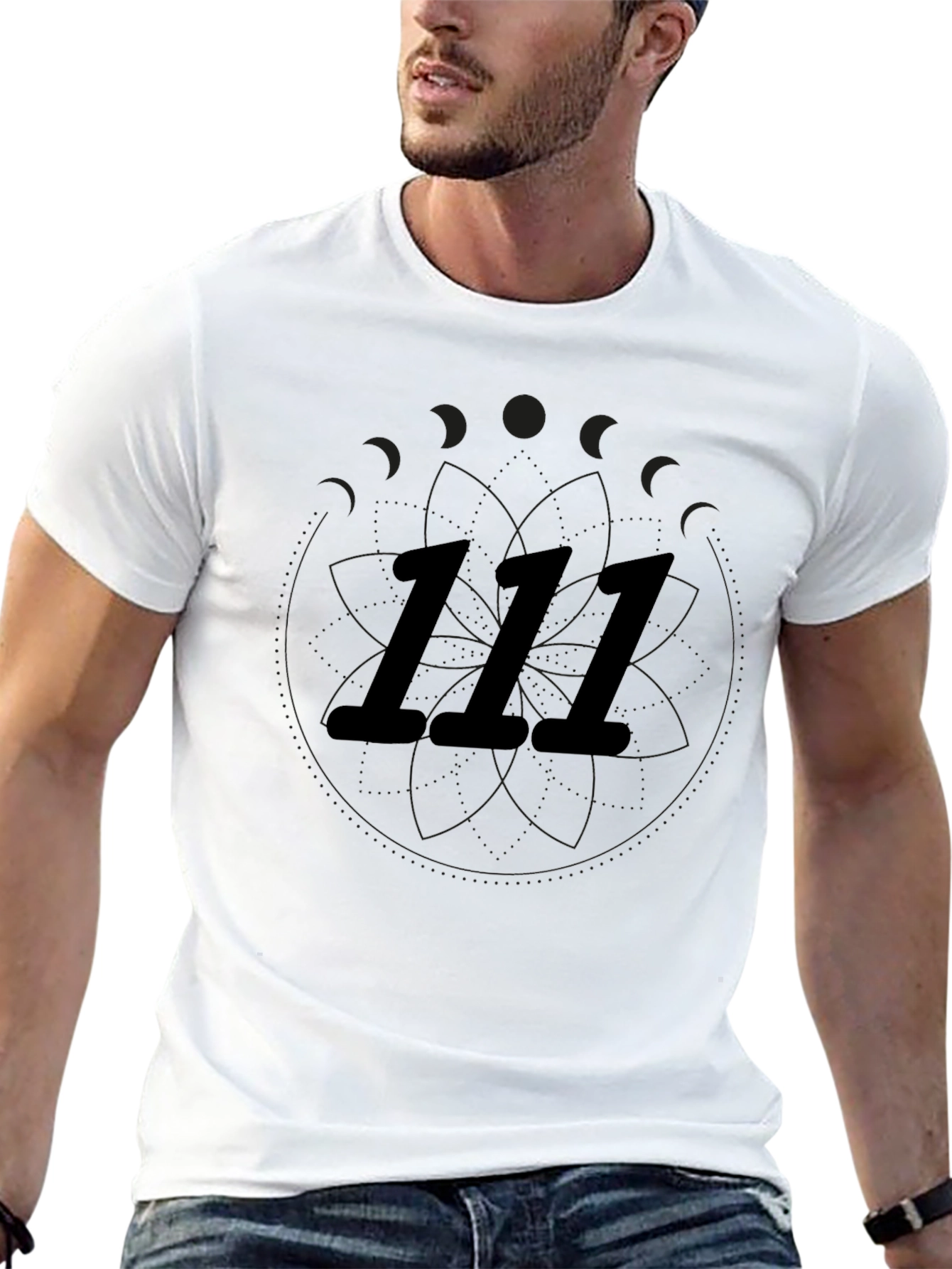 111 Numerology Graphic Black T-Shirt