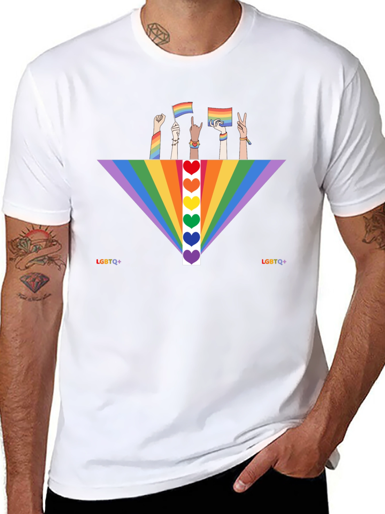 LGBTQ+ Pride Rainbow Heart T-Shirt