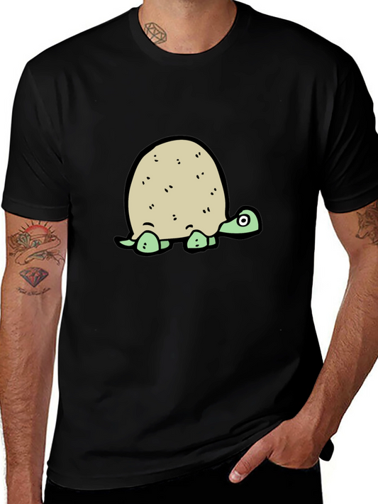 Cartoon Turtle Graphic Tee - Black T-Shirt