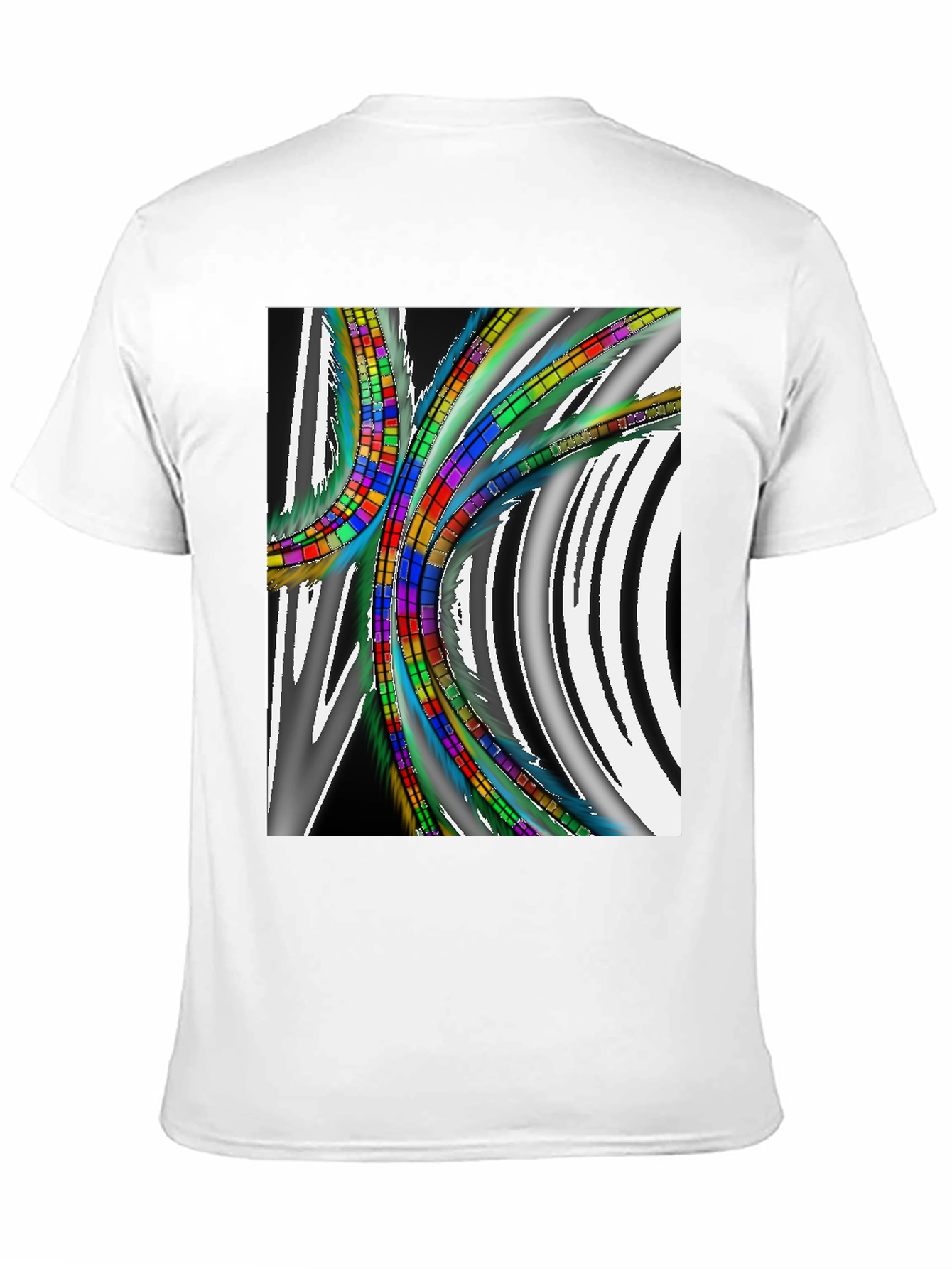 Abstract Geometric Pattern T-Shirt - Black