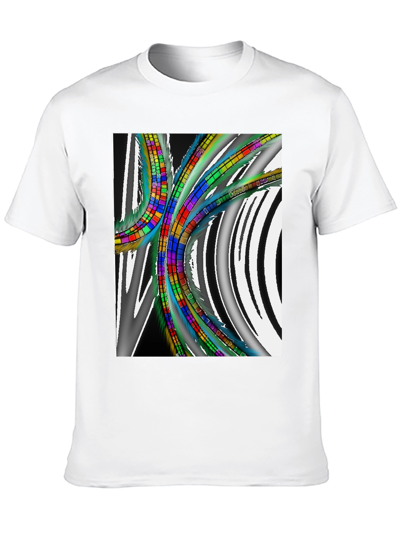 Abstract Geometric Pattern T-Shirt - Black