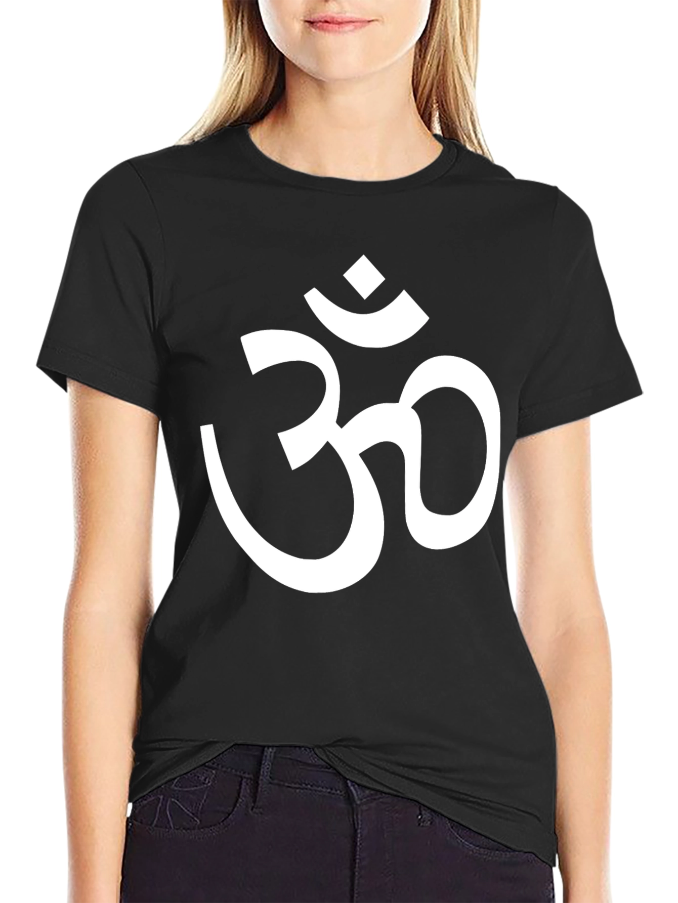 Om Symbol Graphic Tee - Black Cotton Blend Shirt