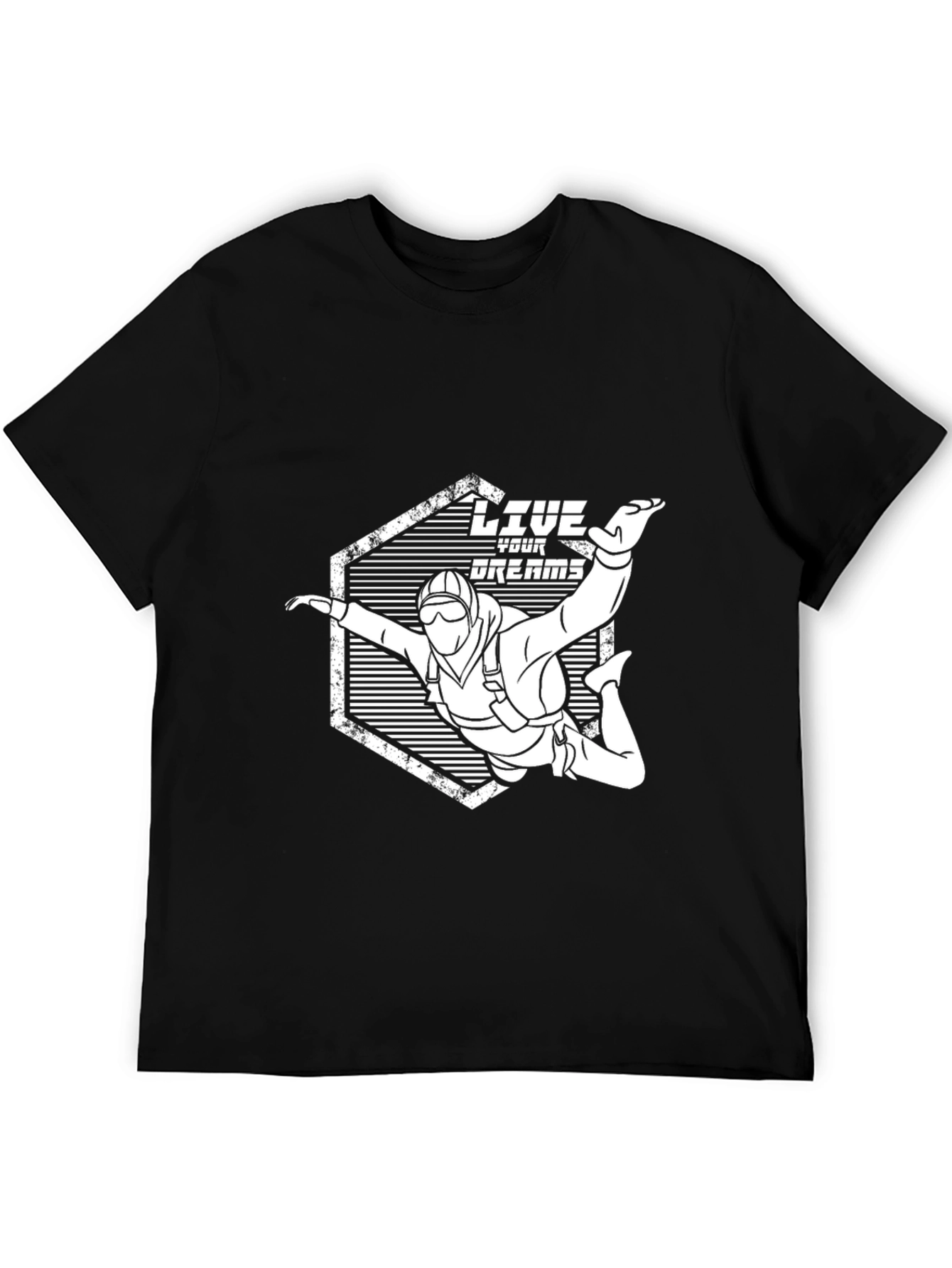 Live Your Dreams Skydiving Graphic Tee - Black