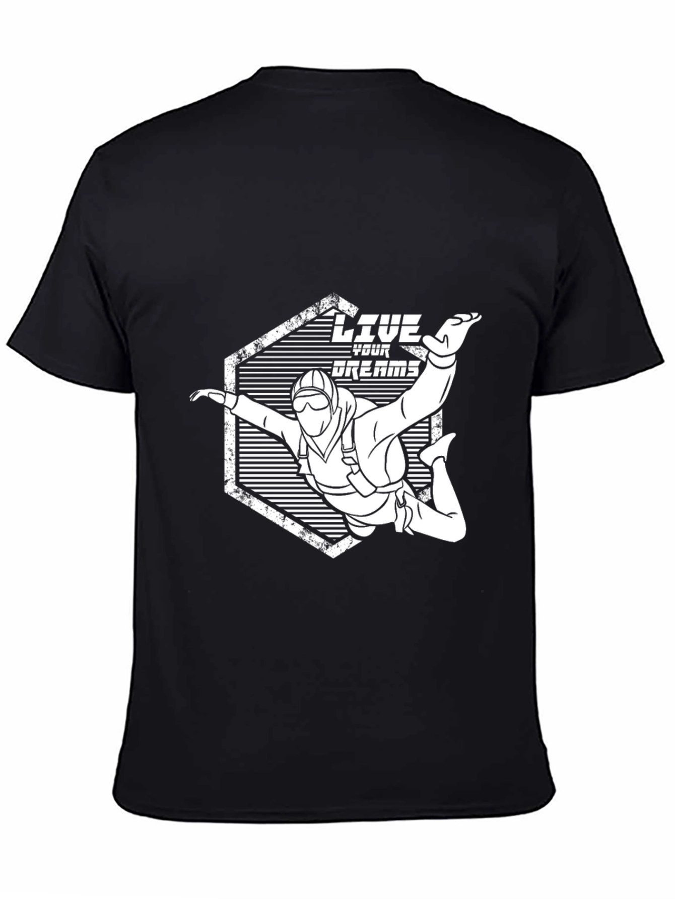 Live Your Dreams Skydiving Graphic Tee - Black