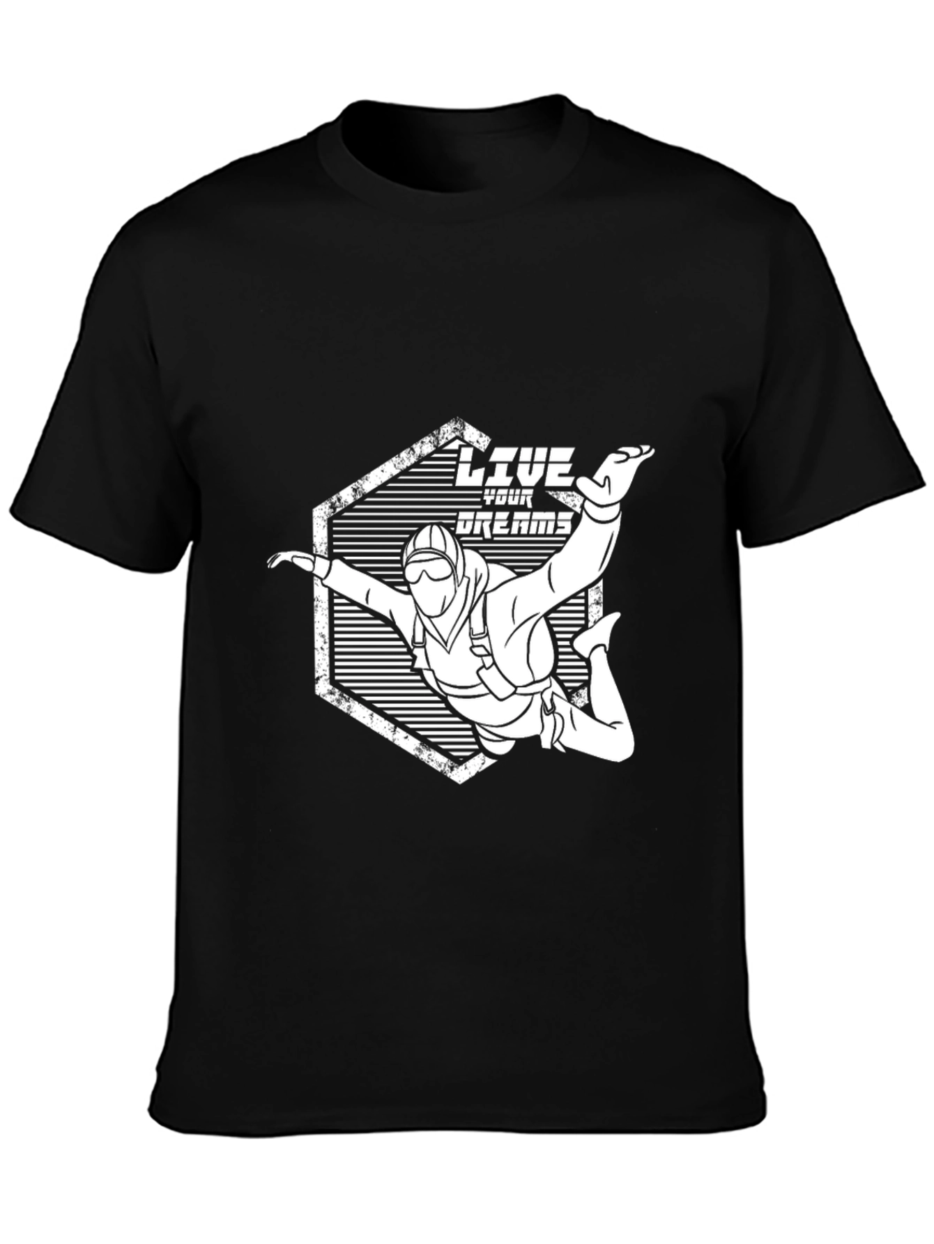 Live Your Dreams Skydiving Graphic Tee - Black