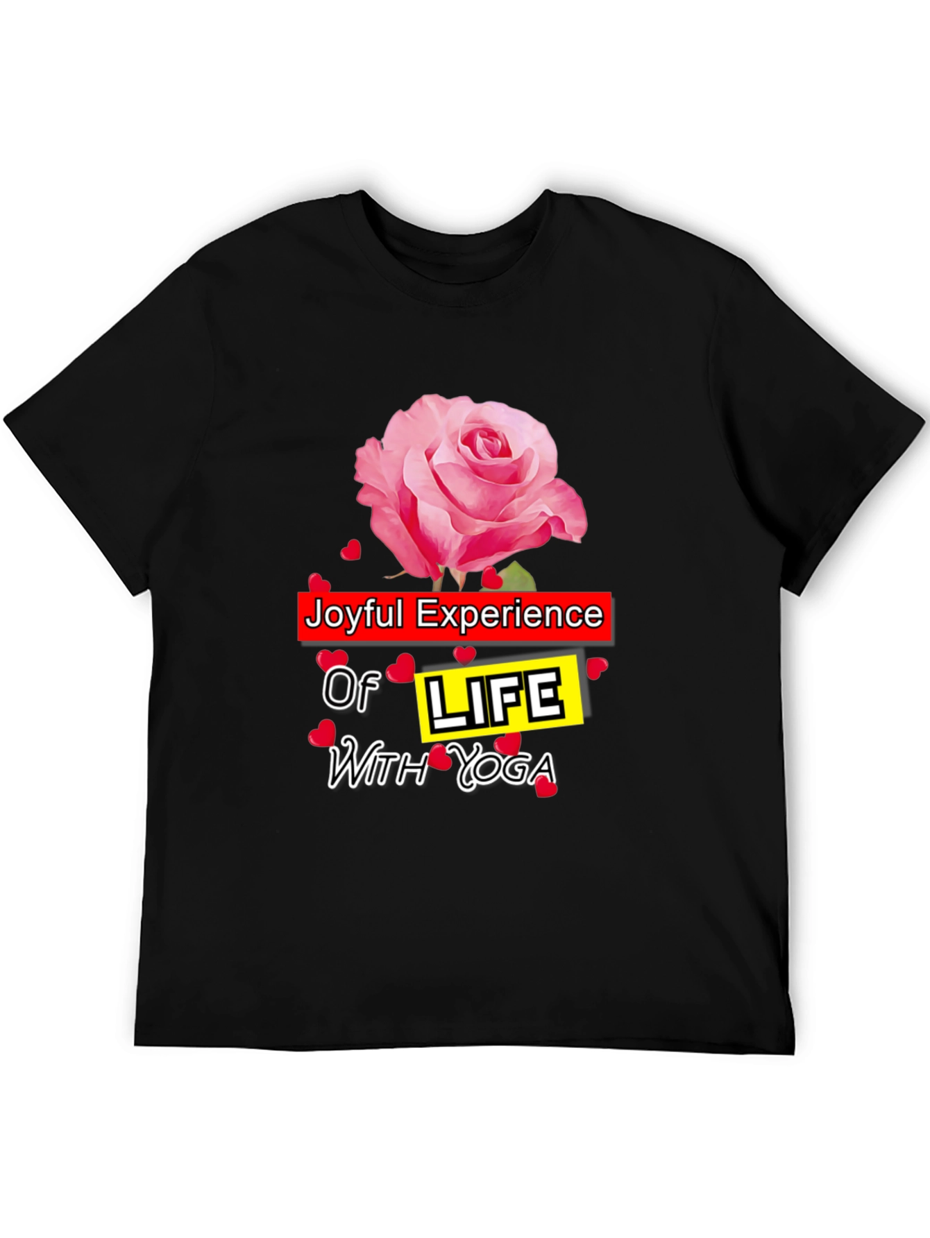 Joyful Yoga T-Shirt with Rose Design