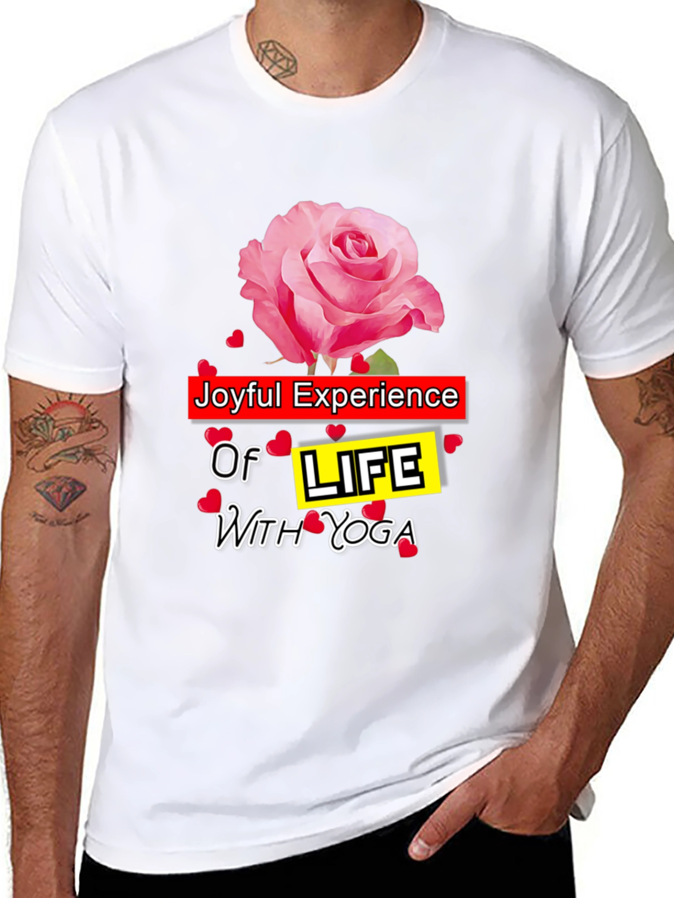 Joyful Yoga T-Shirt with Rose Design
