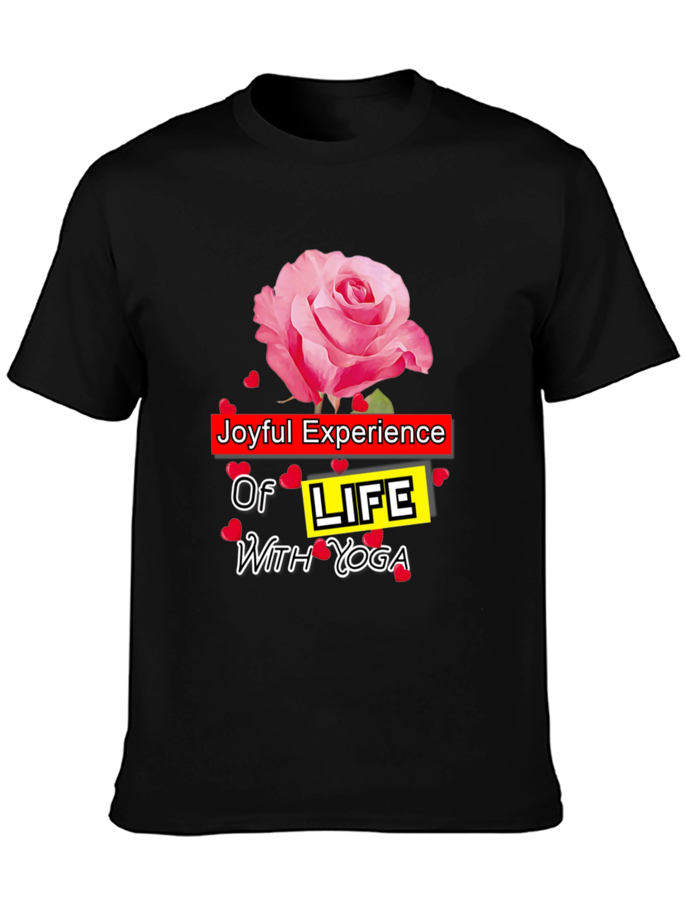 Joyful Yoga T-Shirt with Rose Design