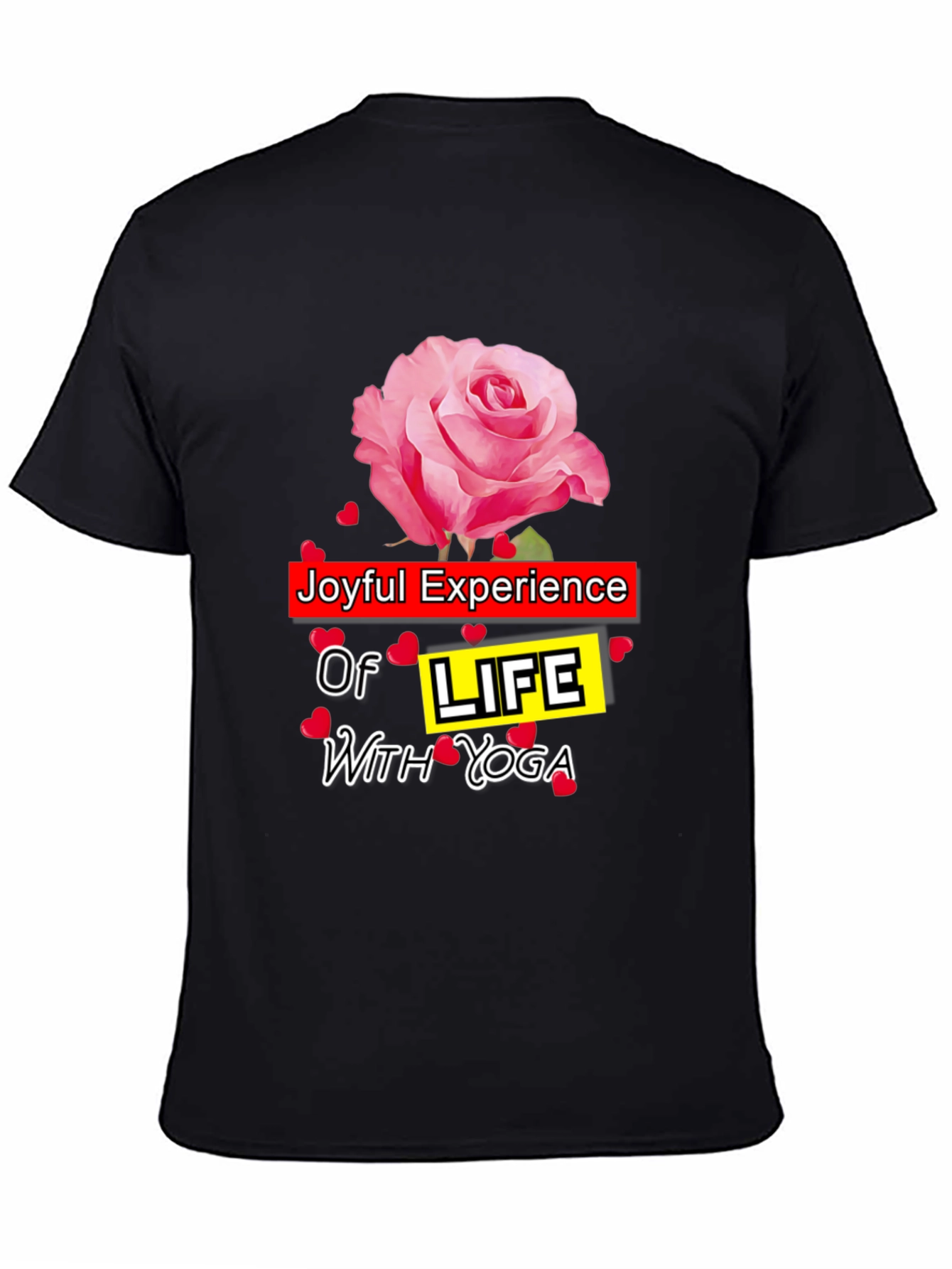 Joyful Yoga T-Shirt with Rose Design