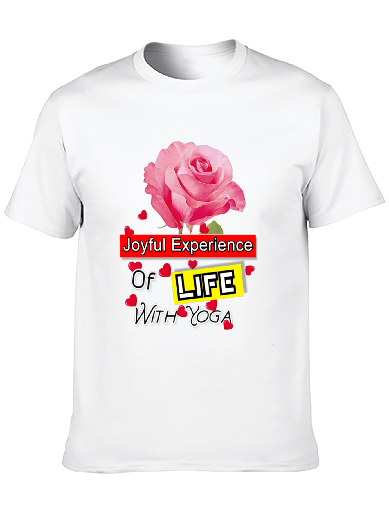 Joyful Yoga T-Shirt with Rose Design