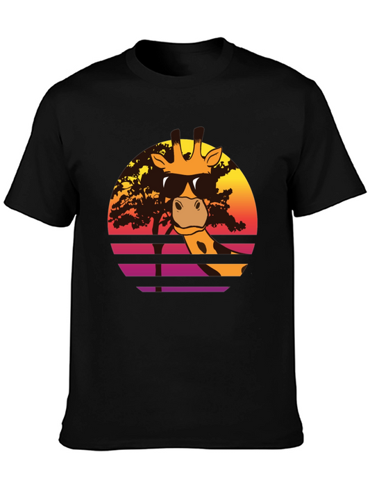 Cool Giraffe Sunset T-Shirt - Retro Animal Tee