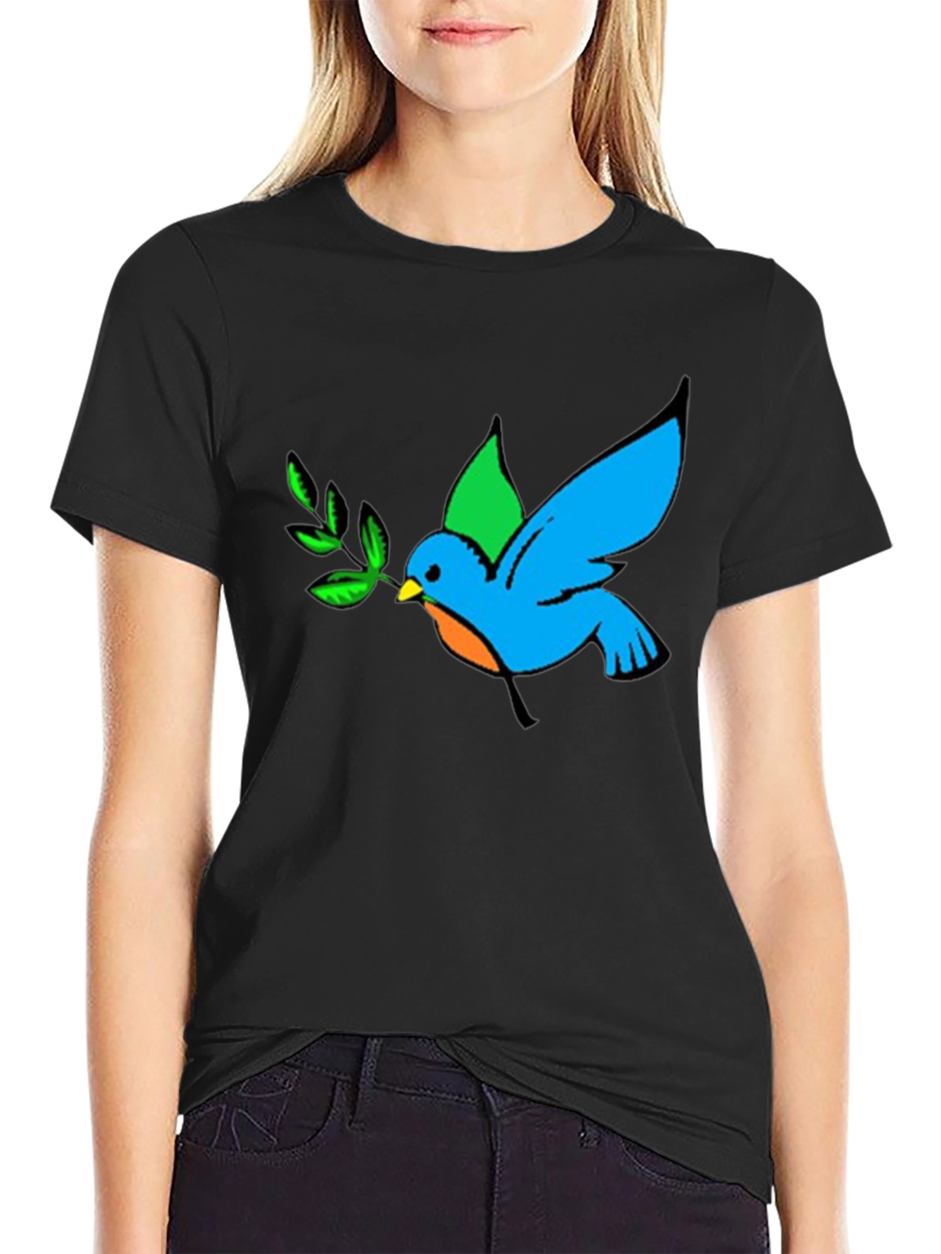 Peace Dove Graphic Black T-Shirt