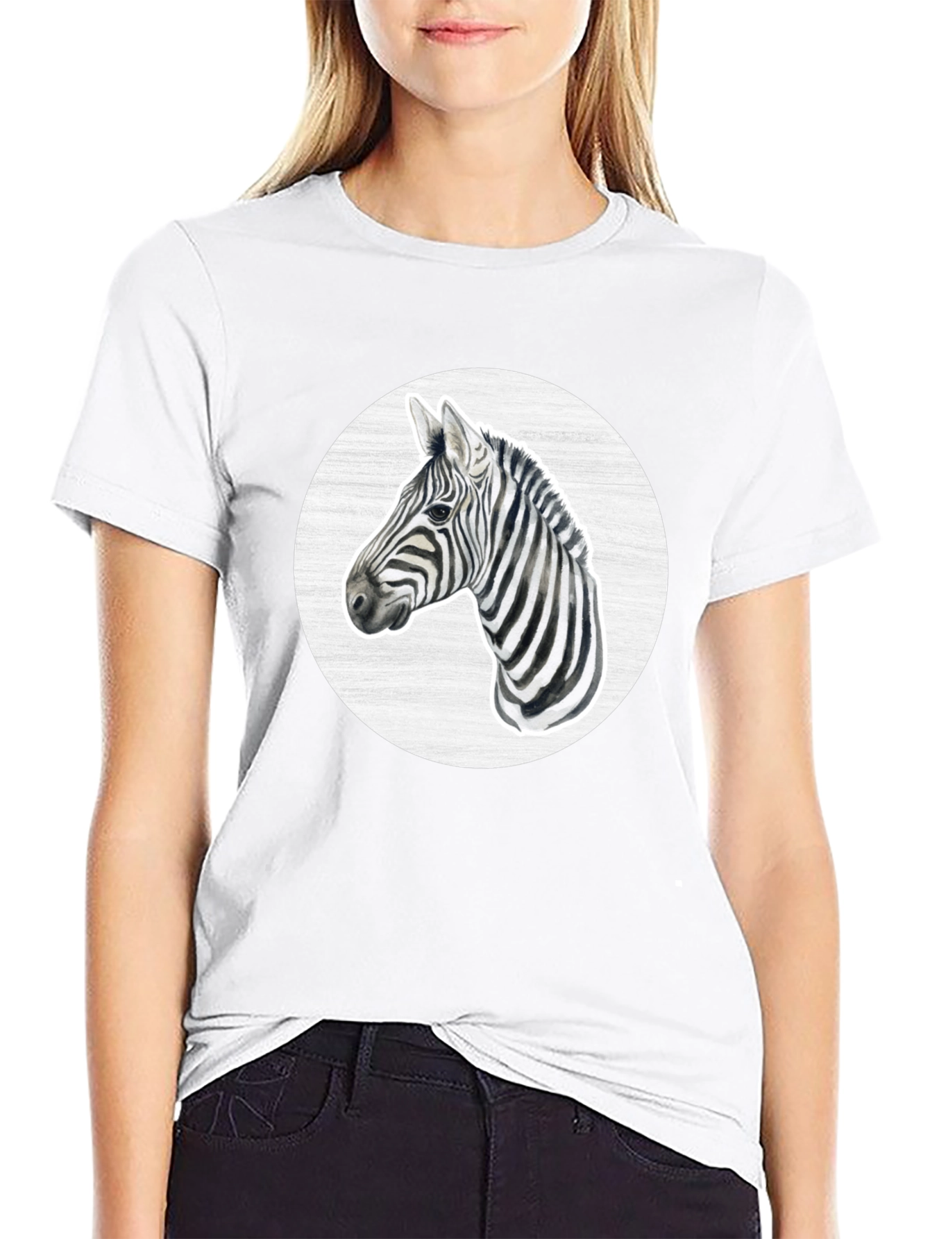 Zebra Graphic Tee - Black Crew Neck T-Shirt