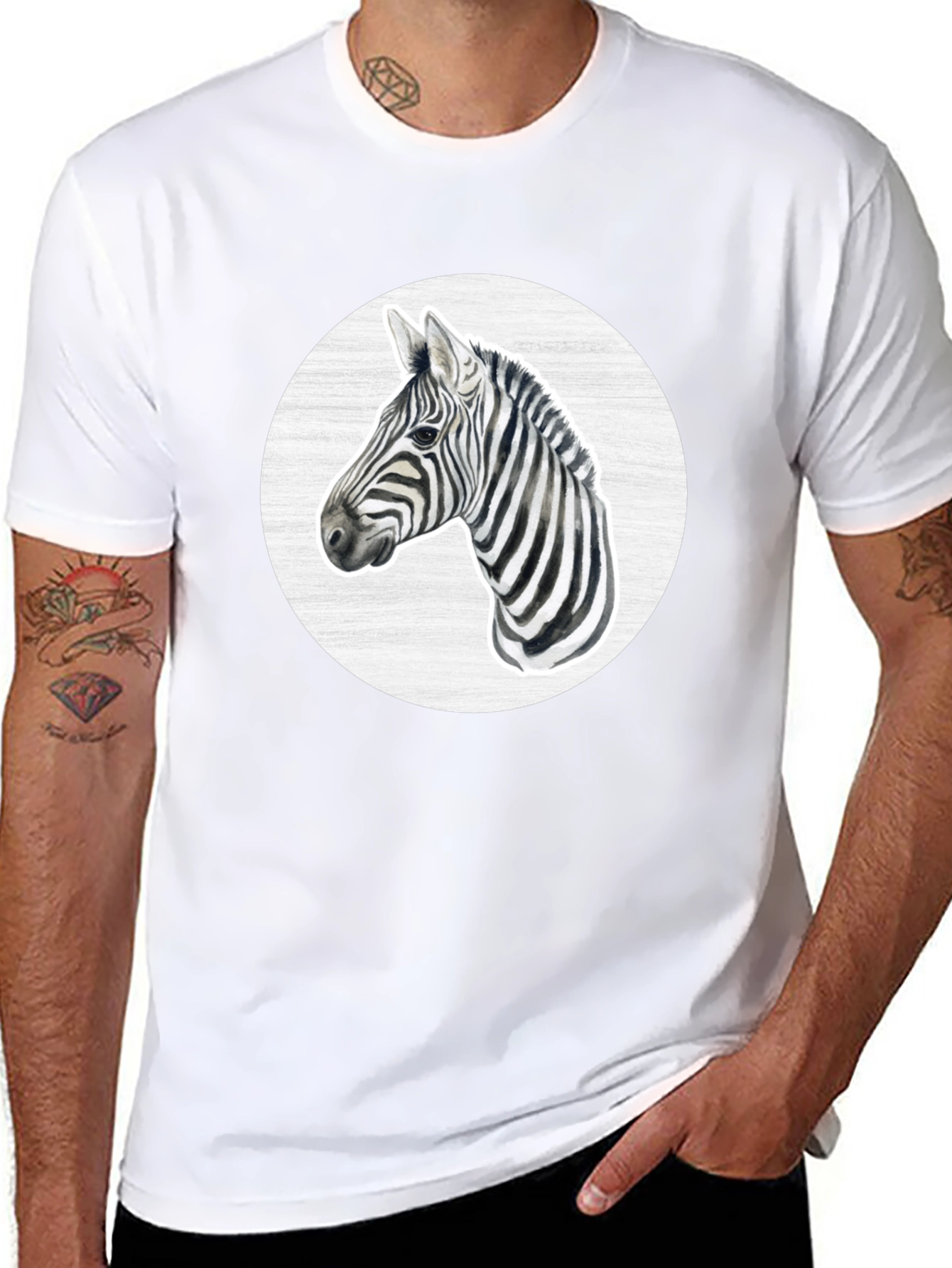 Zebra Graphic Tee - Black Crew Neck T-Shirt