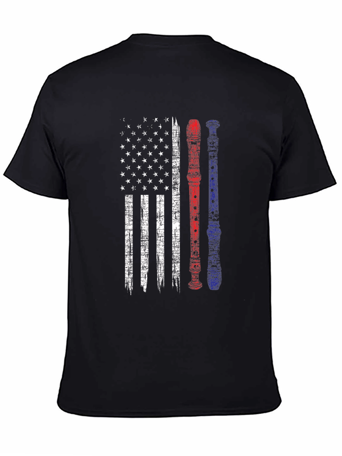 Patriotic Flute American Flag Graphic Tee