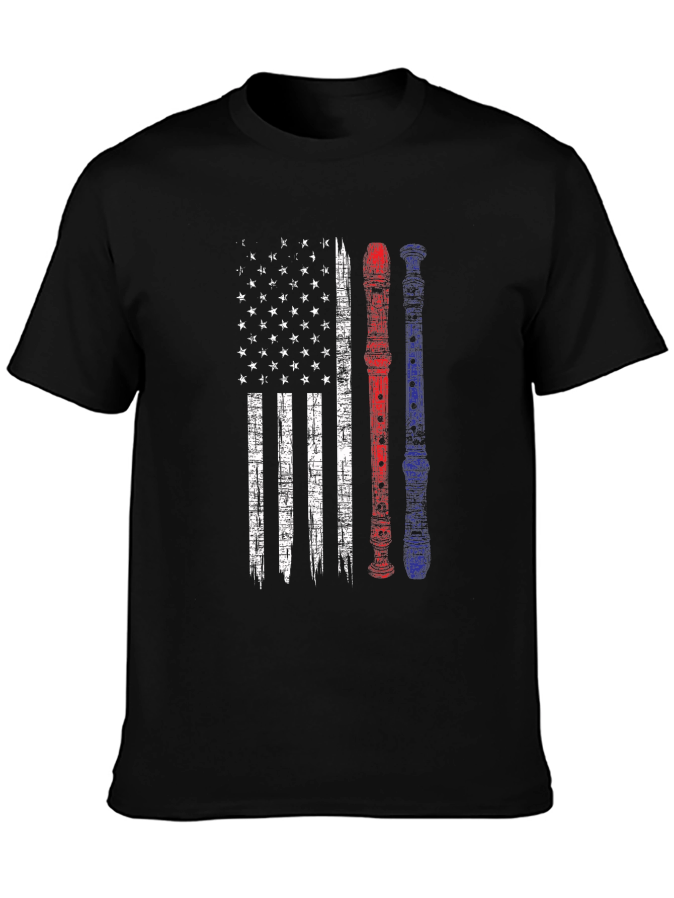 Patriotic Flute American Flag Graphic Tee