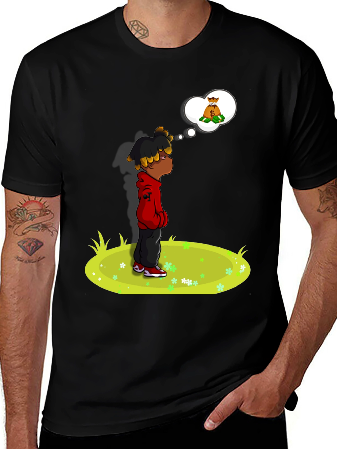 Cartoon Graphic Tee - Black