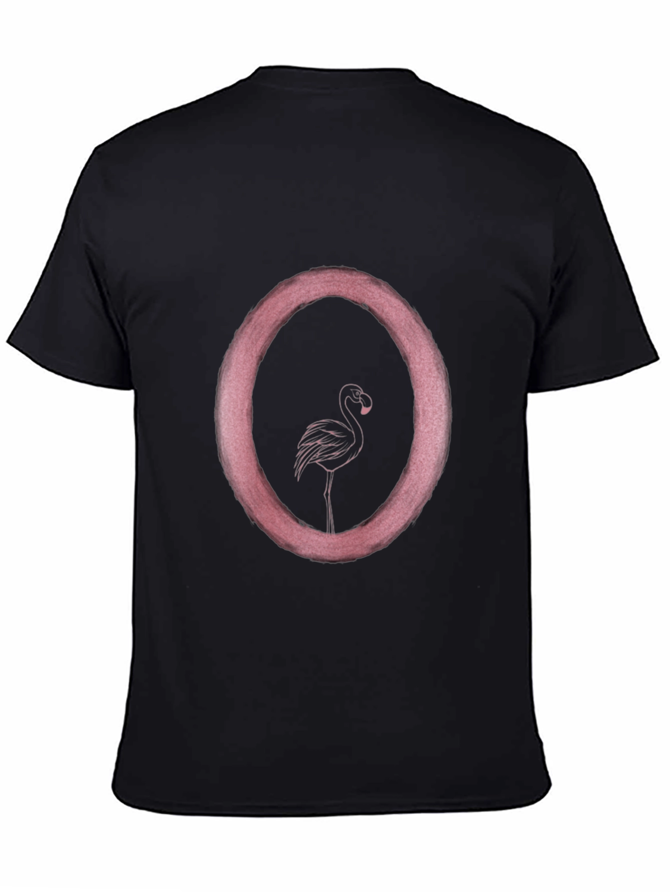 Flamingo Circle Graphic T-Shirt - Black
