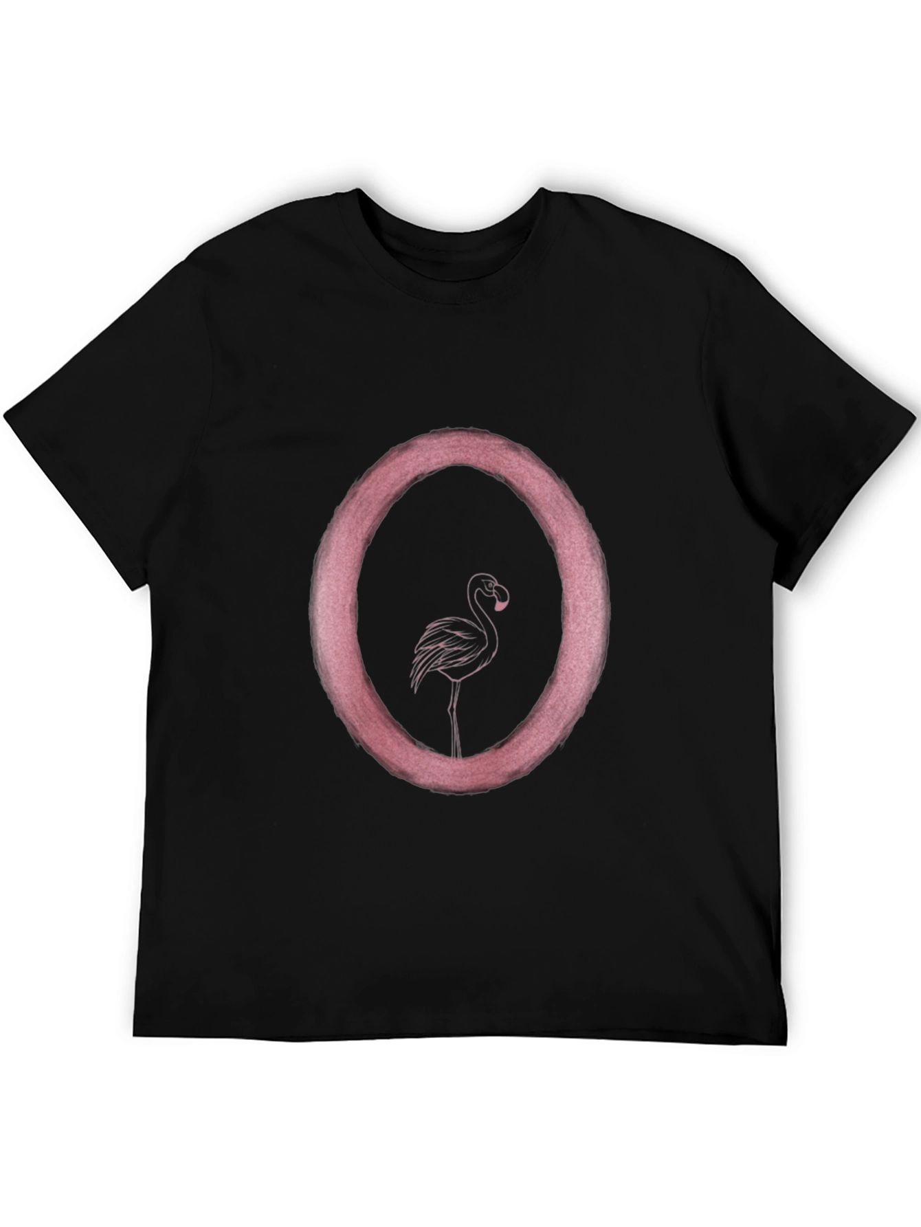 Flamingo Circle Graphic T-Shirt - Black