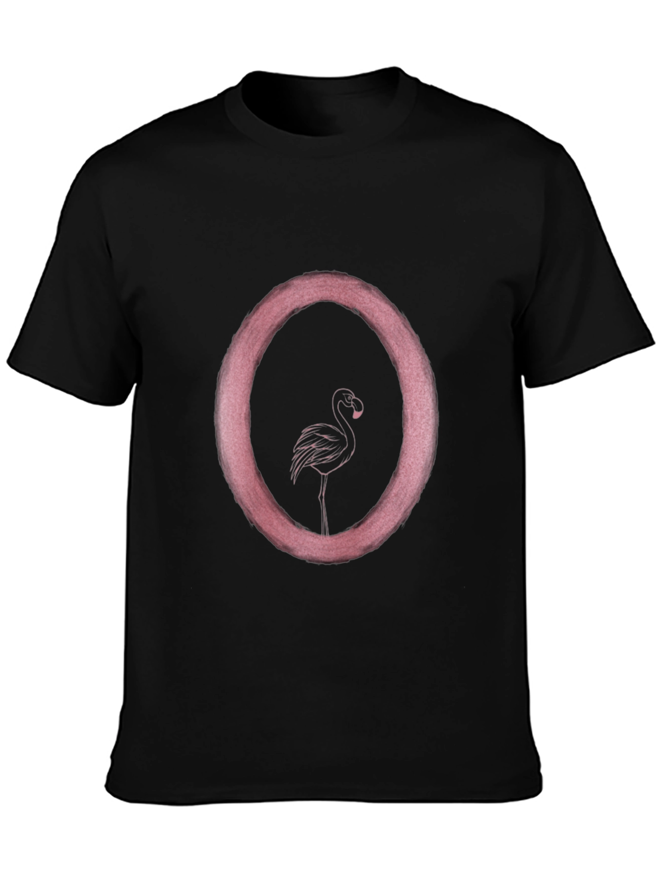 Flamingo Circle Graphic T-Shirt - Black