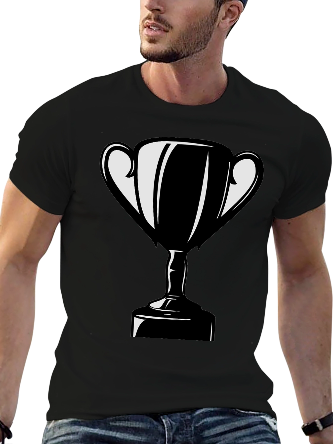 Trophy Graphic T-Shirt - Black Cotton Blend