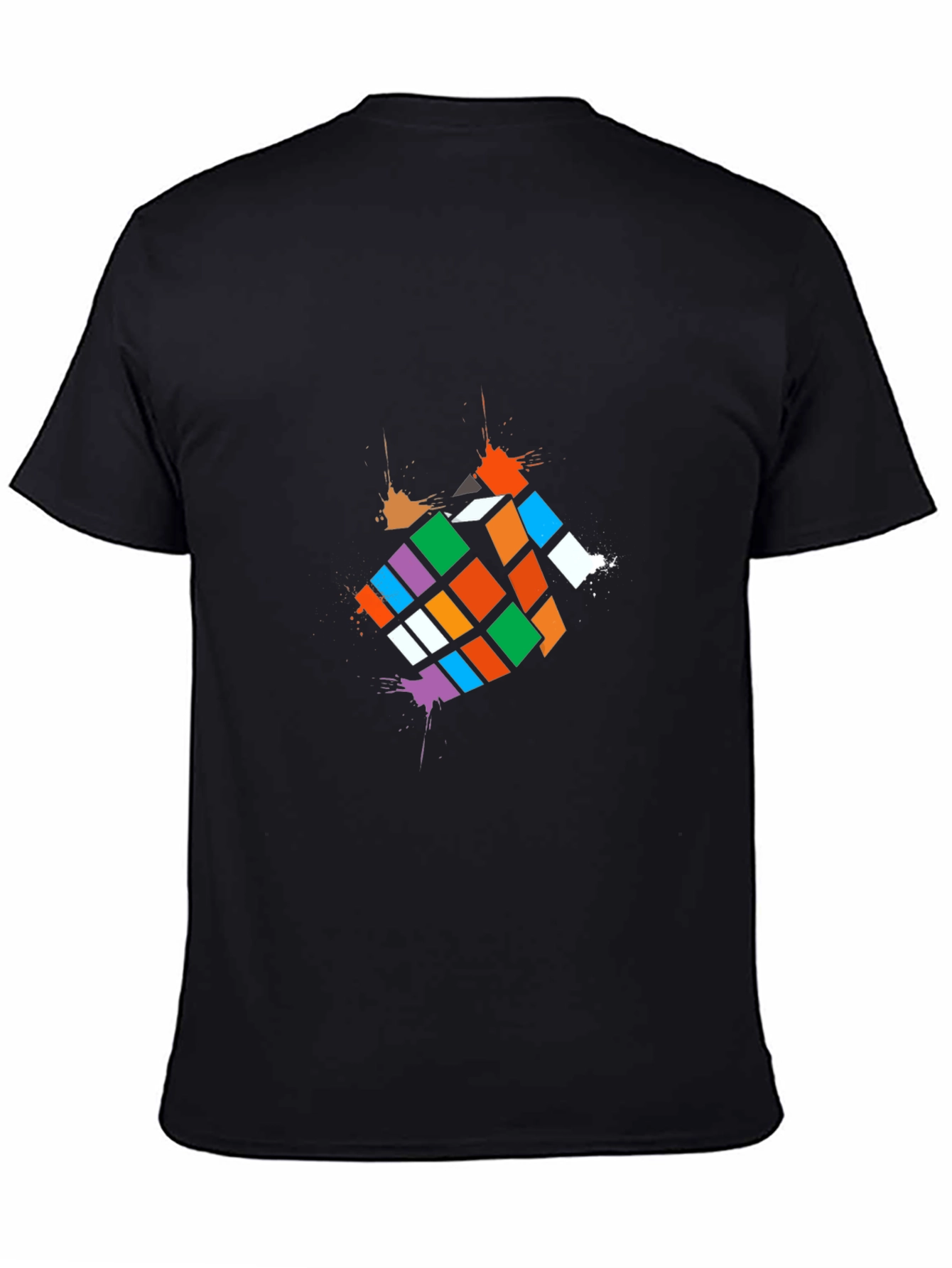 Mens Black Rubiks Cube Graphic T-Shirt