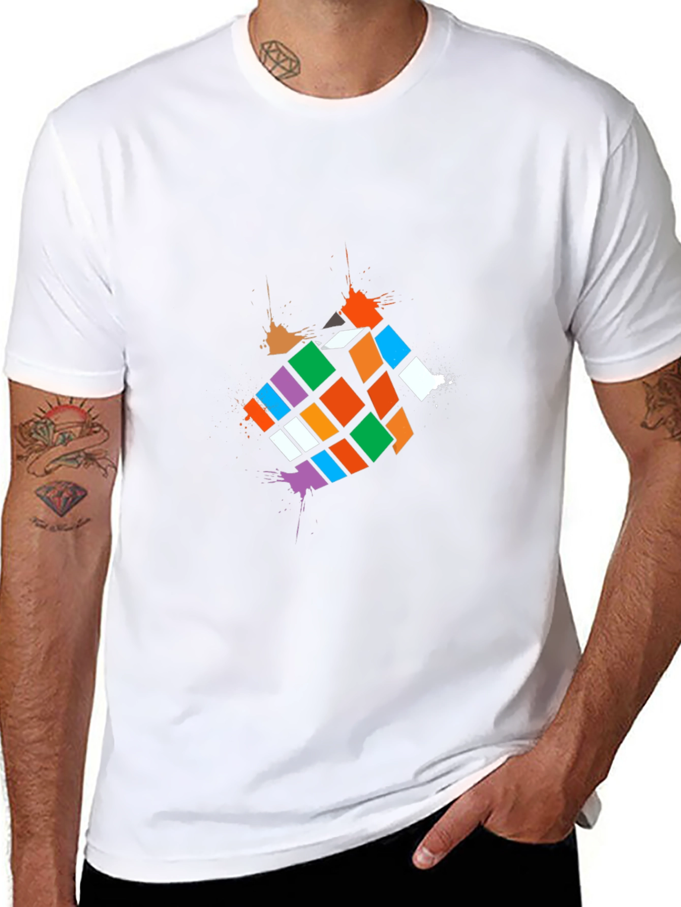 Mens Black Rubiks Cube Graphic T-Shirt