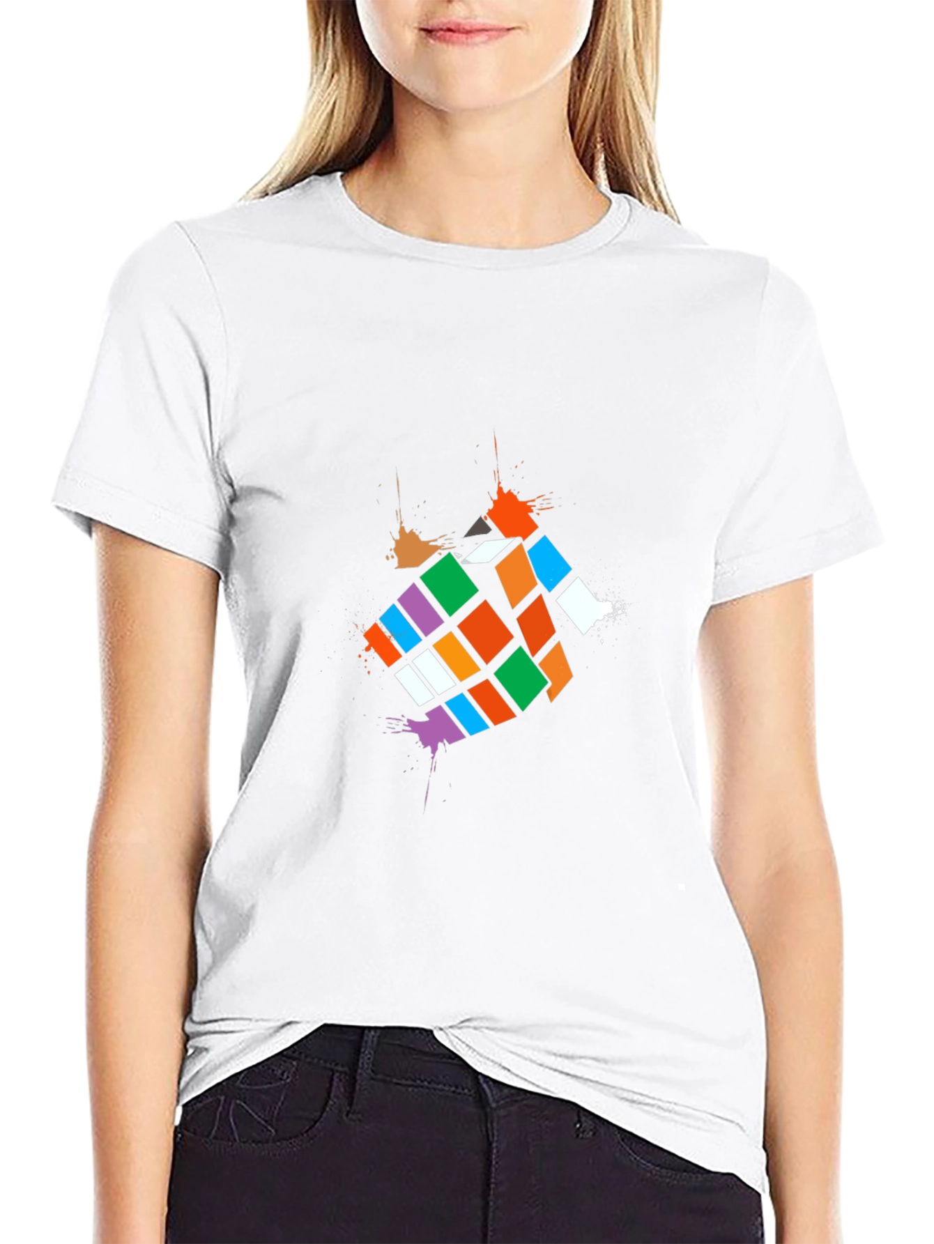 Mens Black Rubiks Cube Graphic T-Shirt