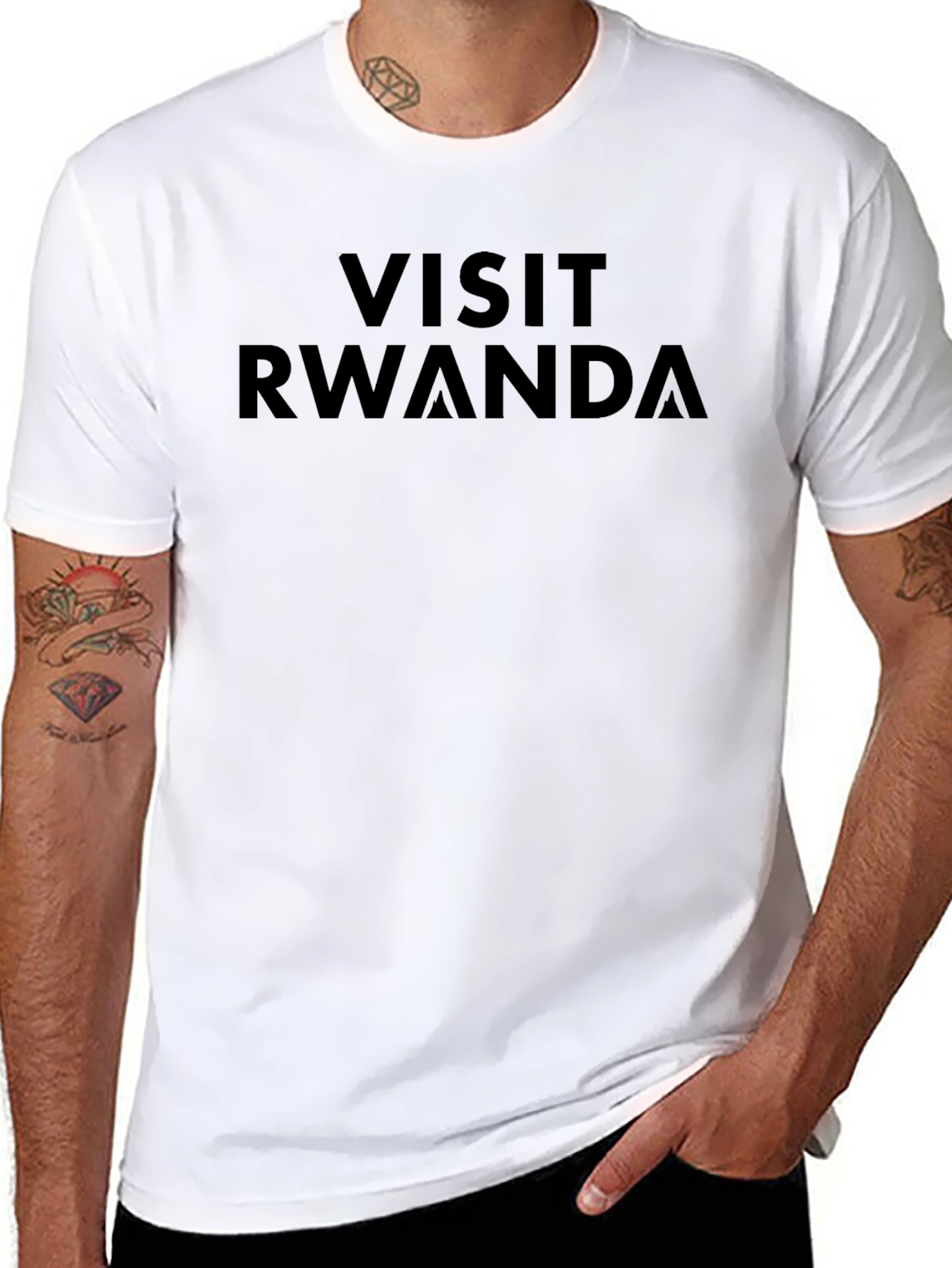 Visit Rwanda Black Graphic Tee Shirt