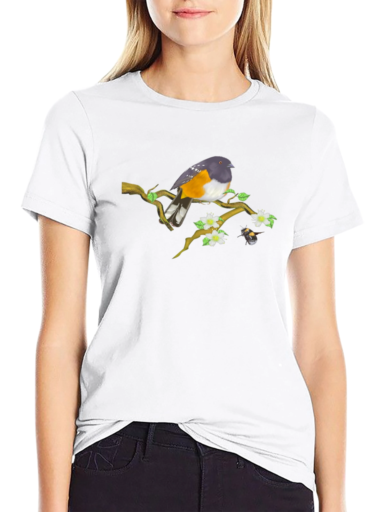 Bird on Branch Graphic Tee - Unique Design