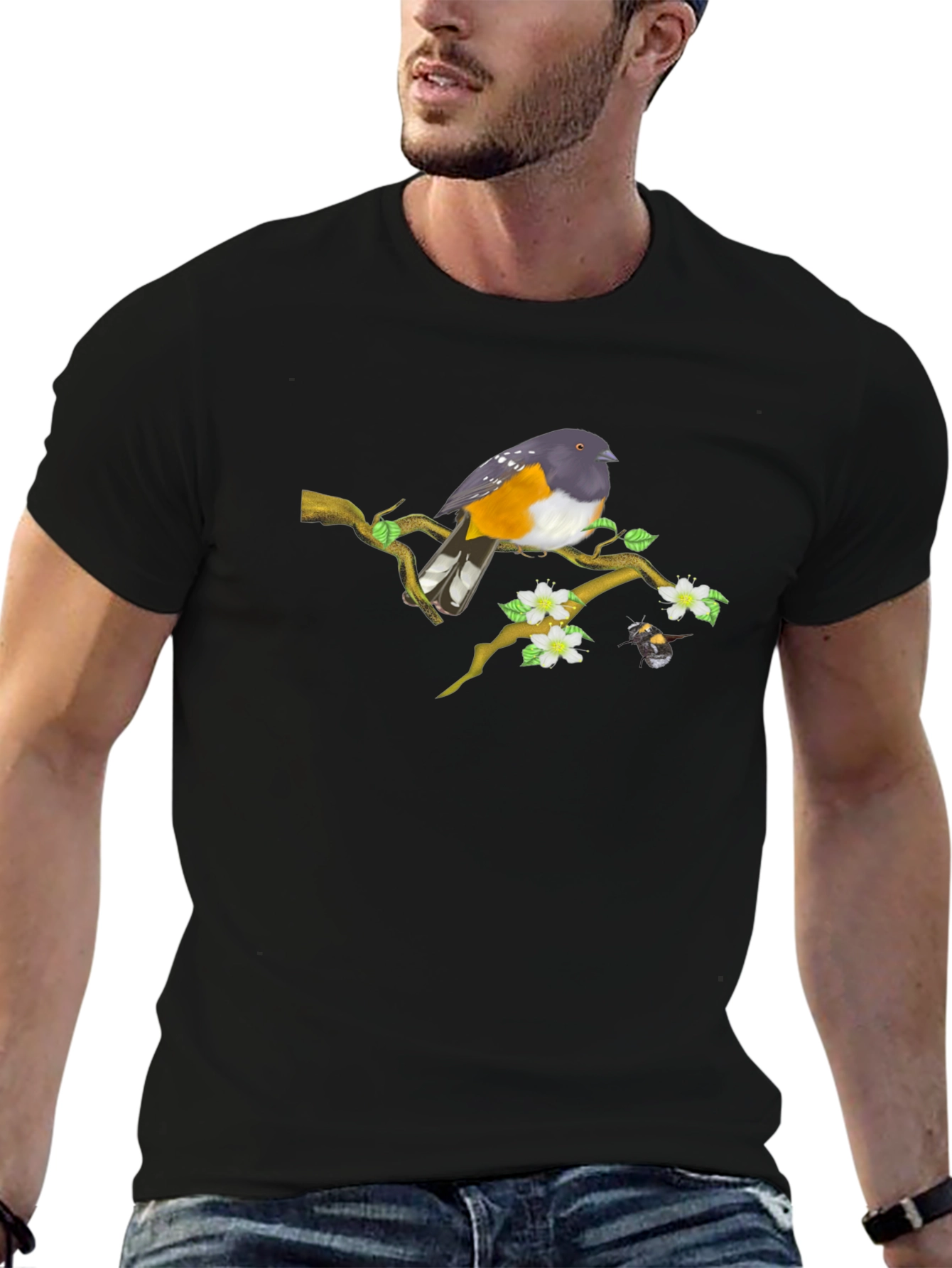 Bird on Branch Graphic Tee - Unique Design
