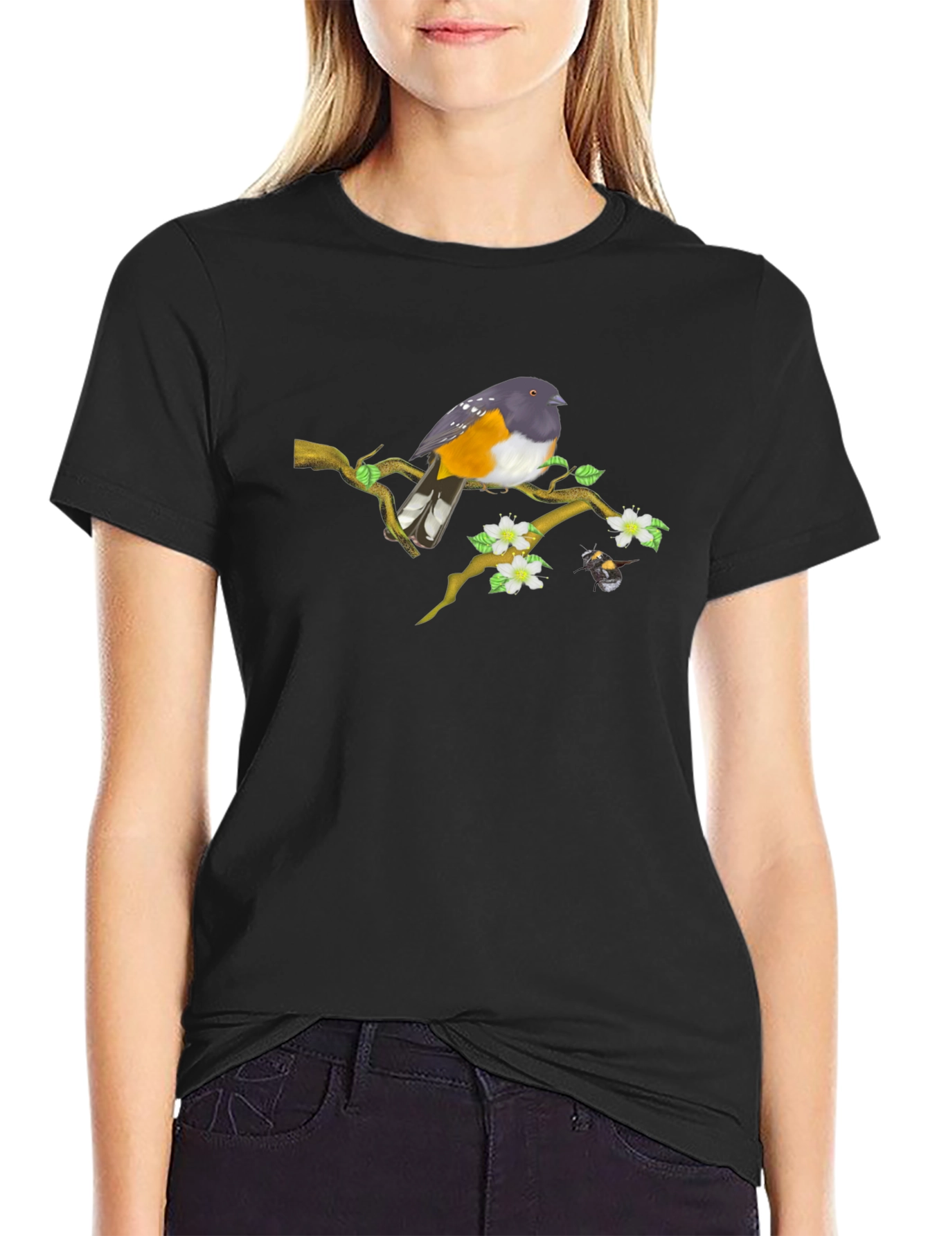 Bird on Branch Graphic Tee - Unique Design
