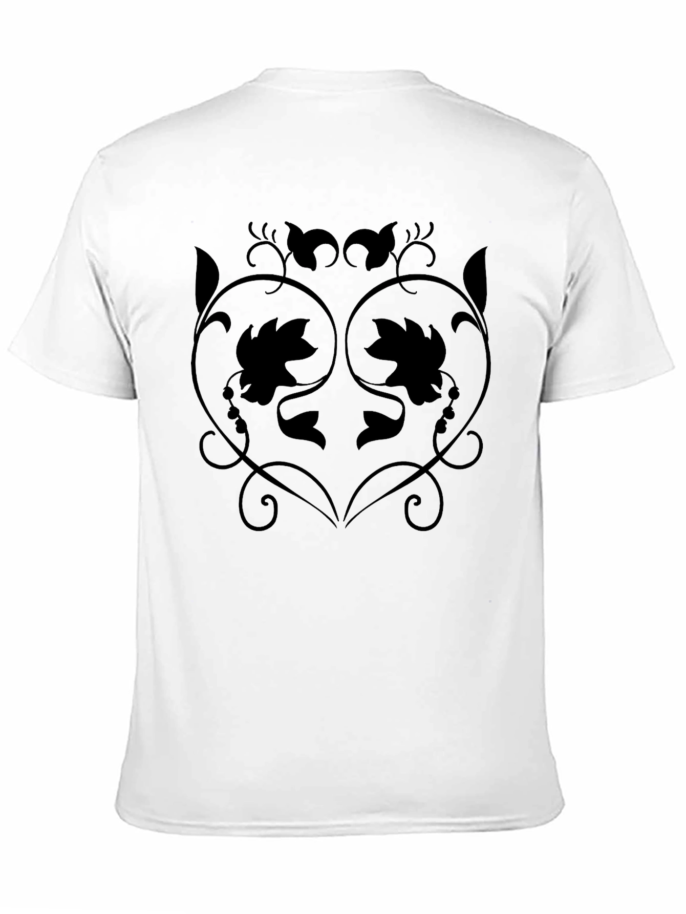 Stylish Black T-Shirt with Floral Vine Design