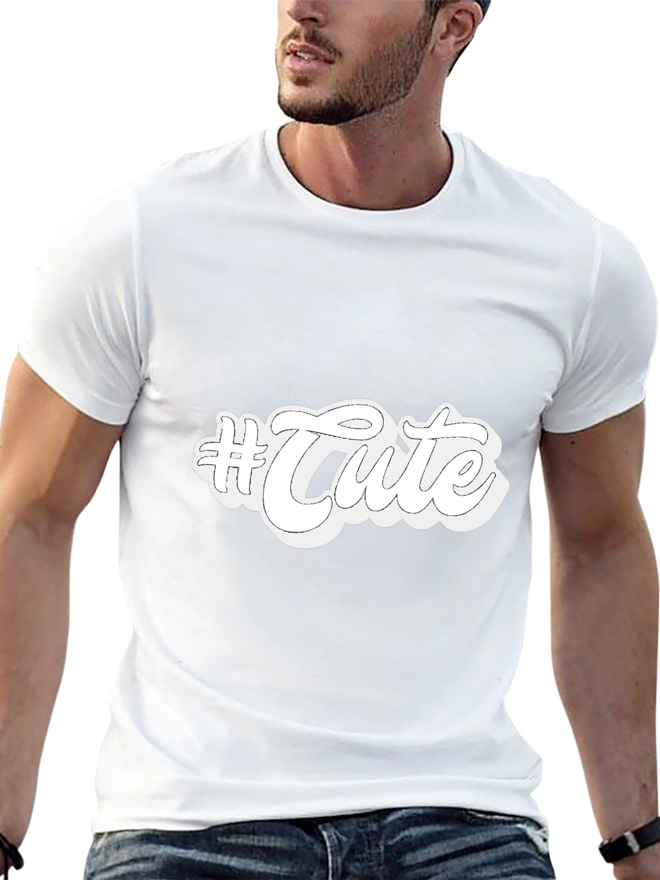 #Cute Graphic Print Black T-Shirt