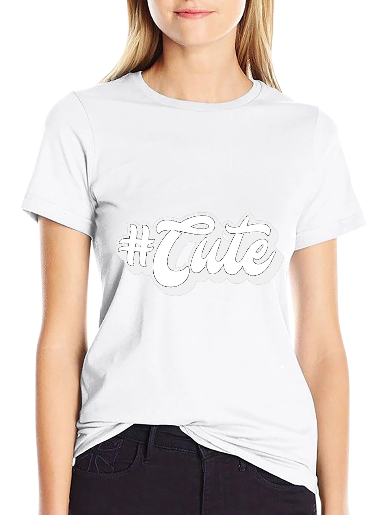 #Cute Graphic Print Black T-Shirt