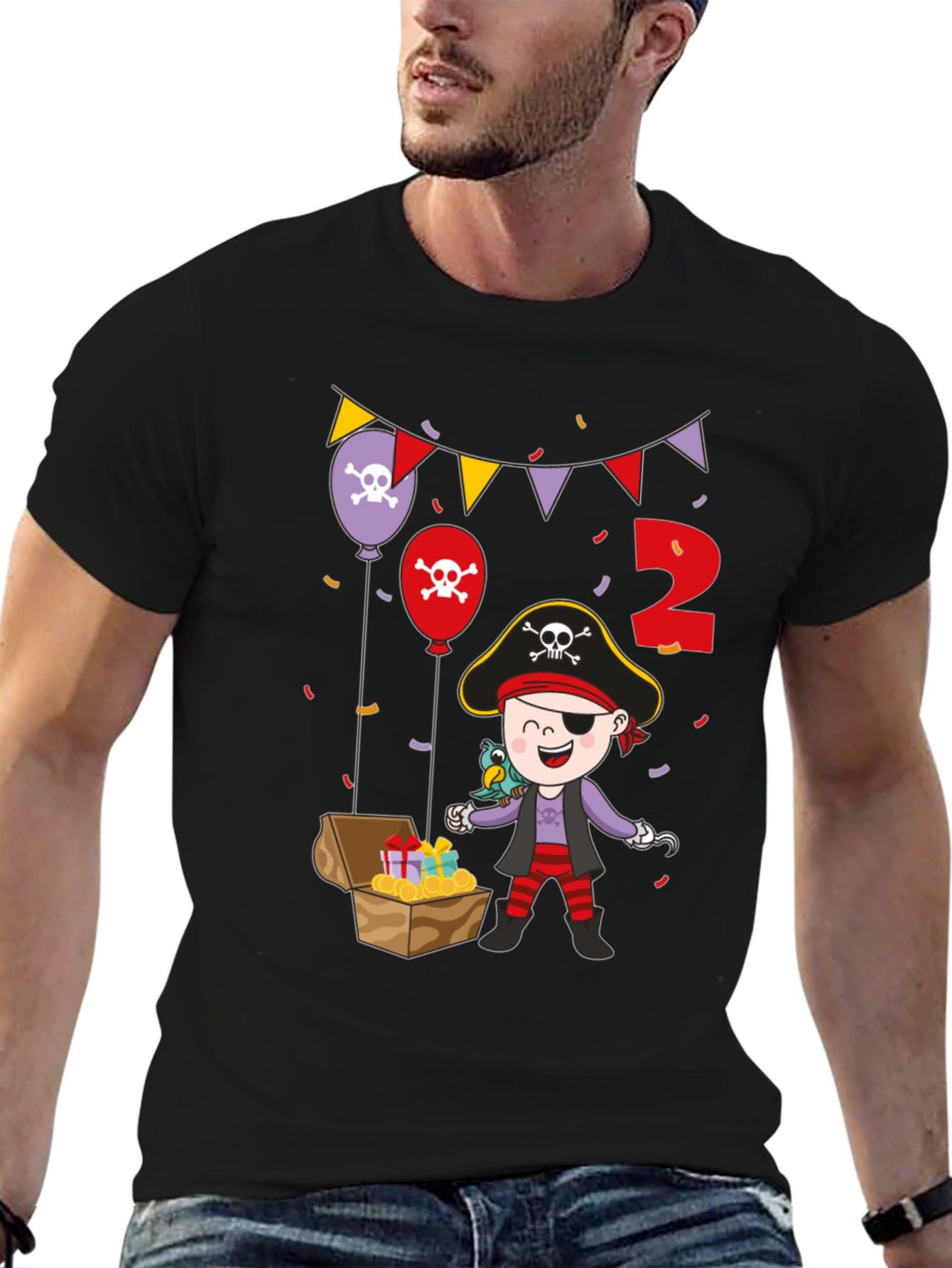 Pirate Birthday Boy Black T-Shirt