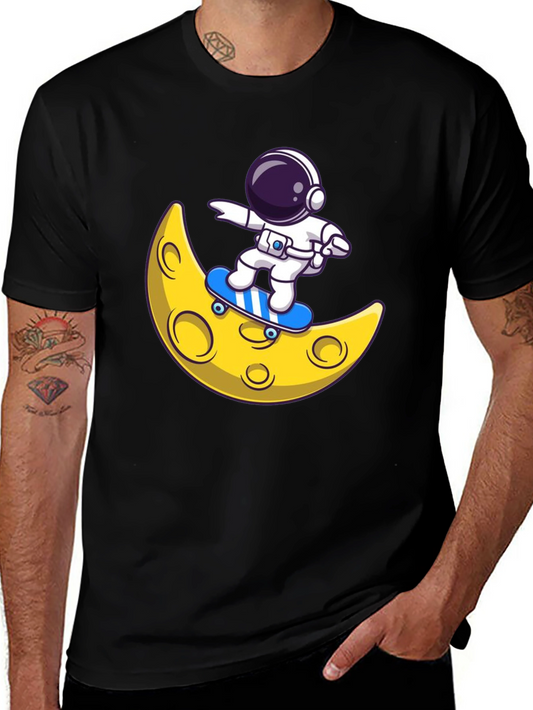 Astronaut Skateboard Moon Graphic T-Shirt