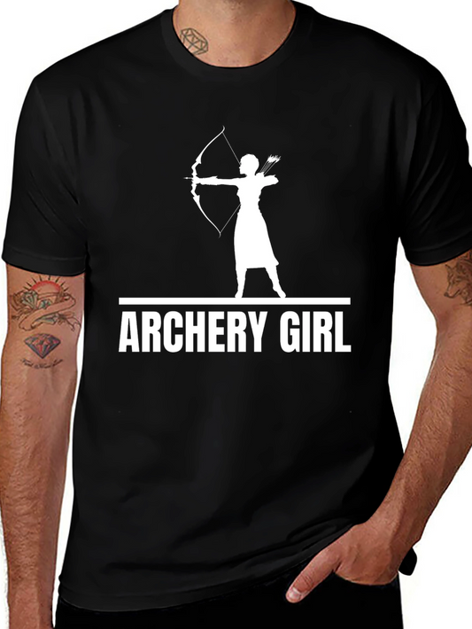 Archery Girl Graphic Tee - Black Cotton T-Shirt