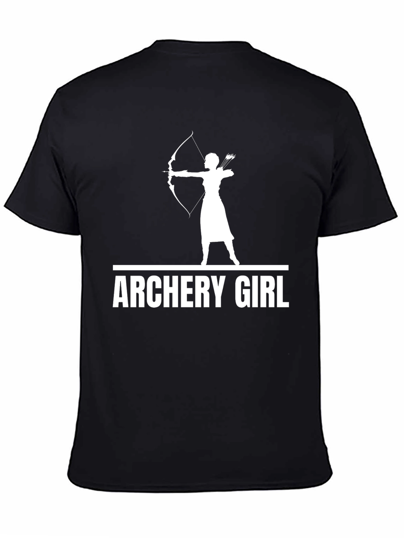 Archery Girl Graphic Tee - Black Cotton T-Shirt