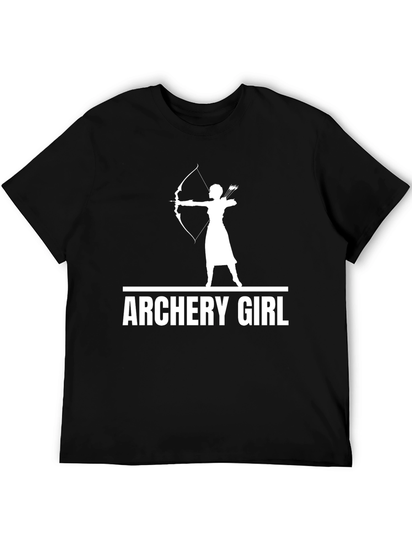 Archery Girl Graphic Tee - Black Cotton T-Shirt