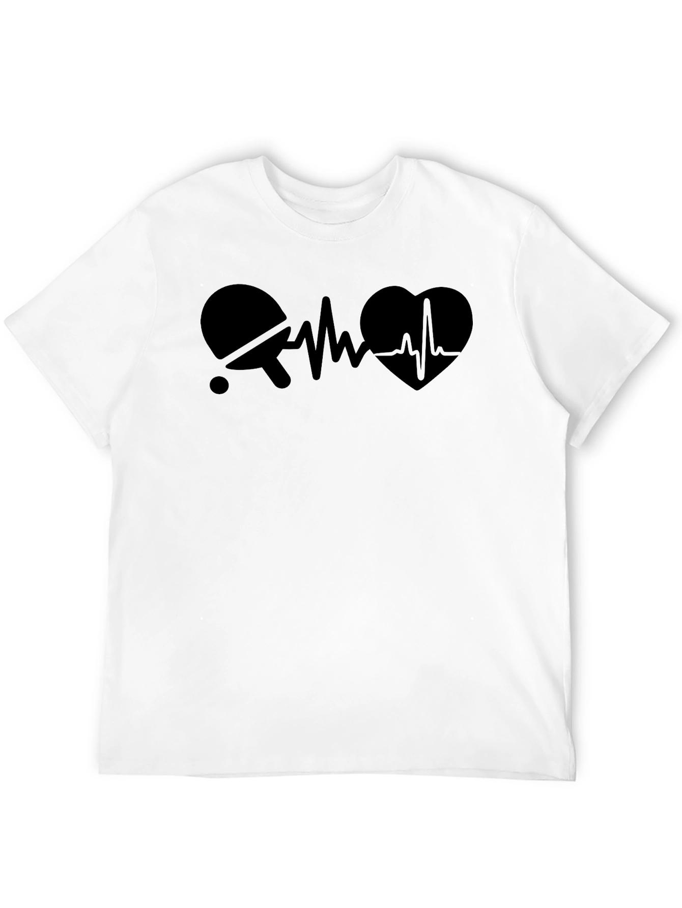 Table Tennis Heartbeat Mens Black T-Shirt