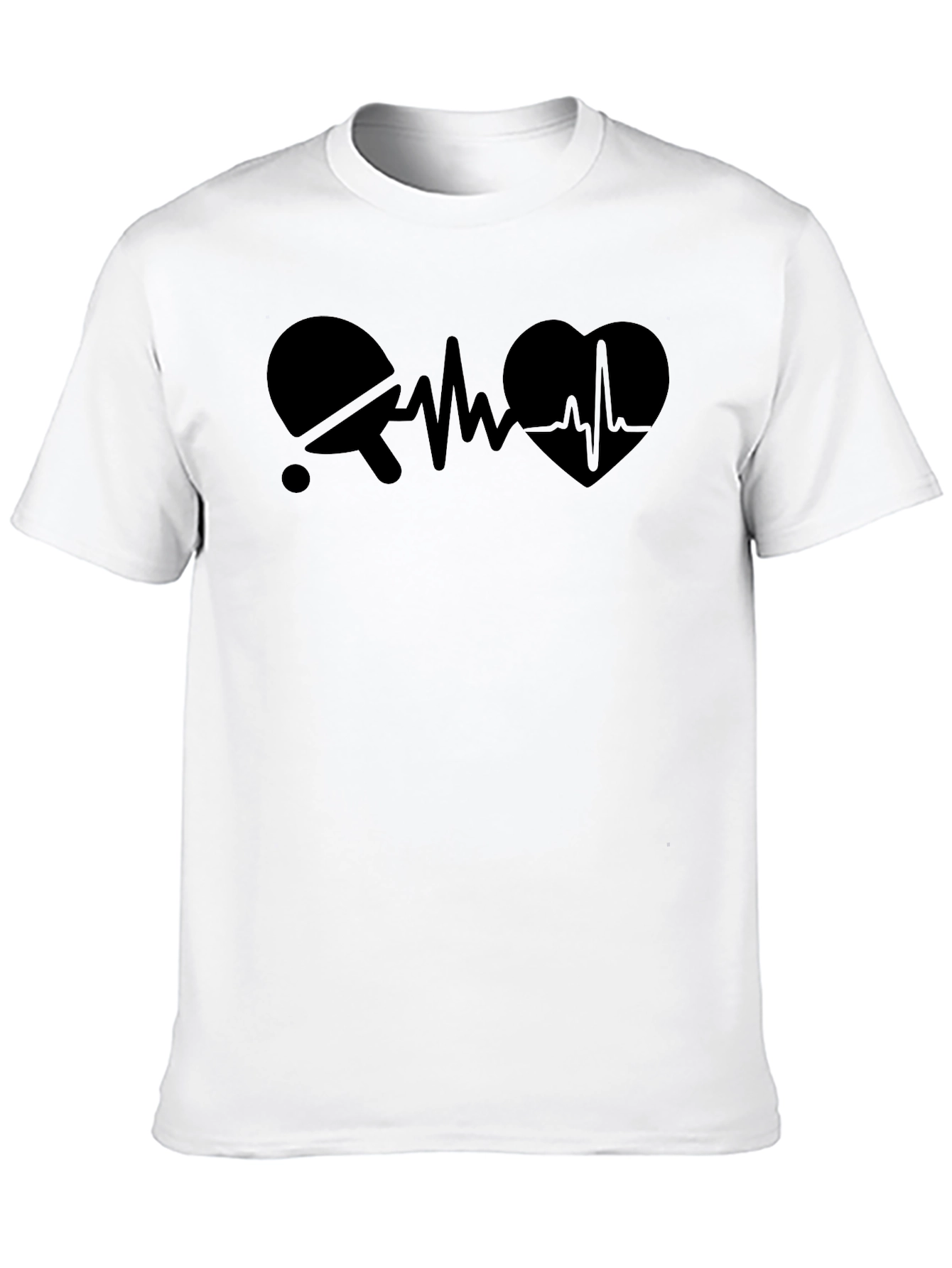 Table Tennis Heartbeat Mens Black T-Shirt