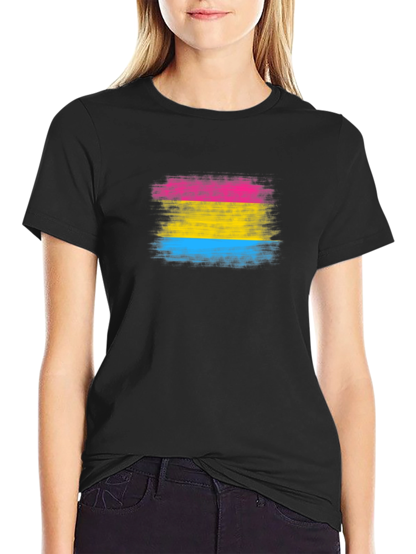 Pansexual Pride Flag T-Shirt - Brush Stroke Design