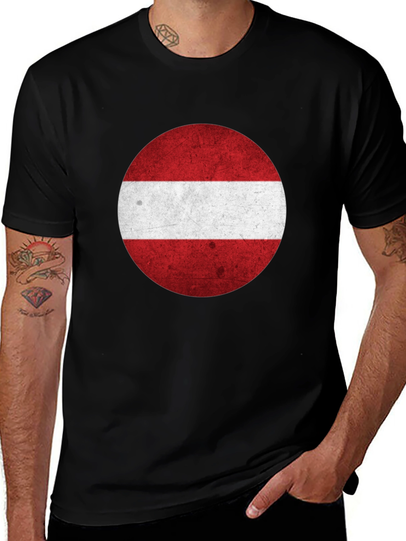 Latvia Flag Graphic Tee - Round Design