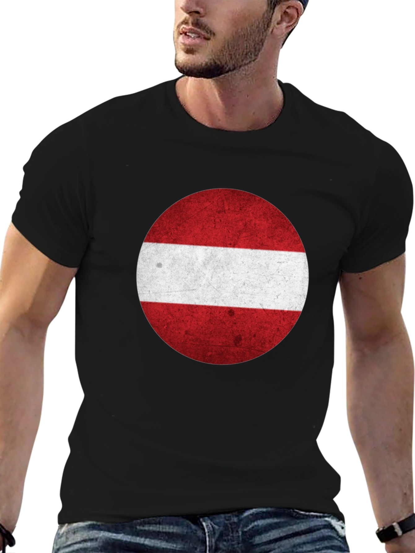 Latvia Flag Graphic Tee - Round Design
