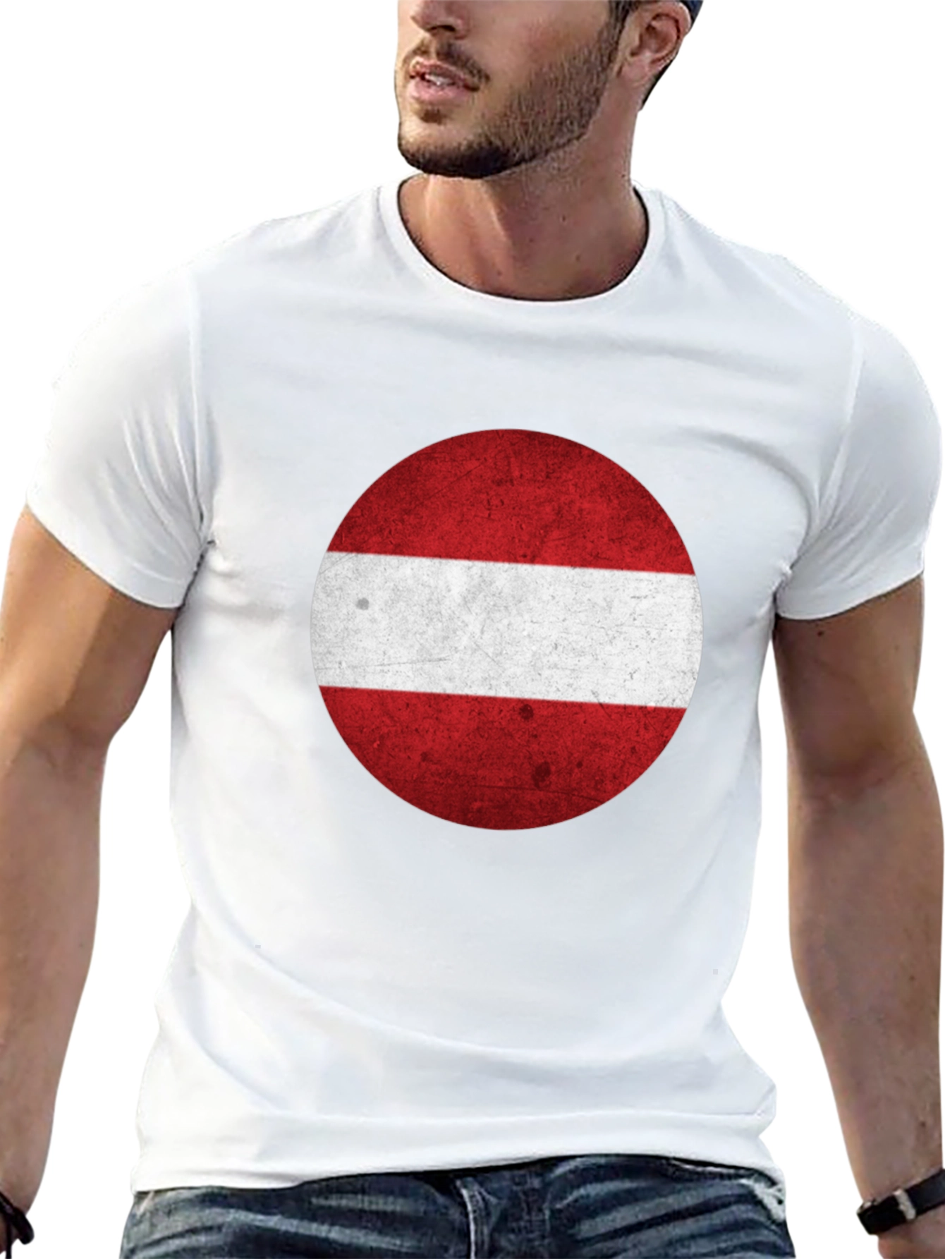Latvia Flag Graphic Tee - Round Design