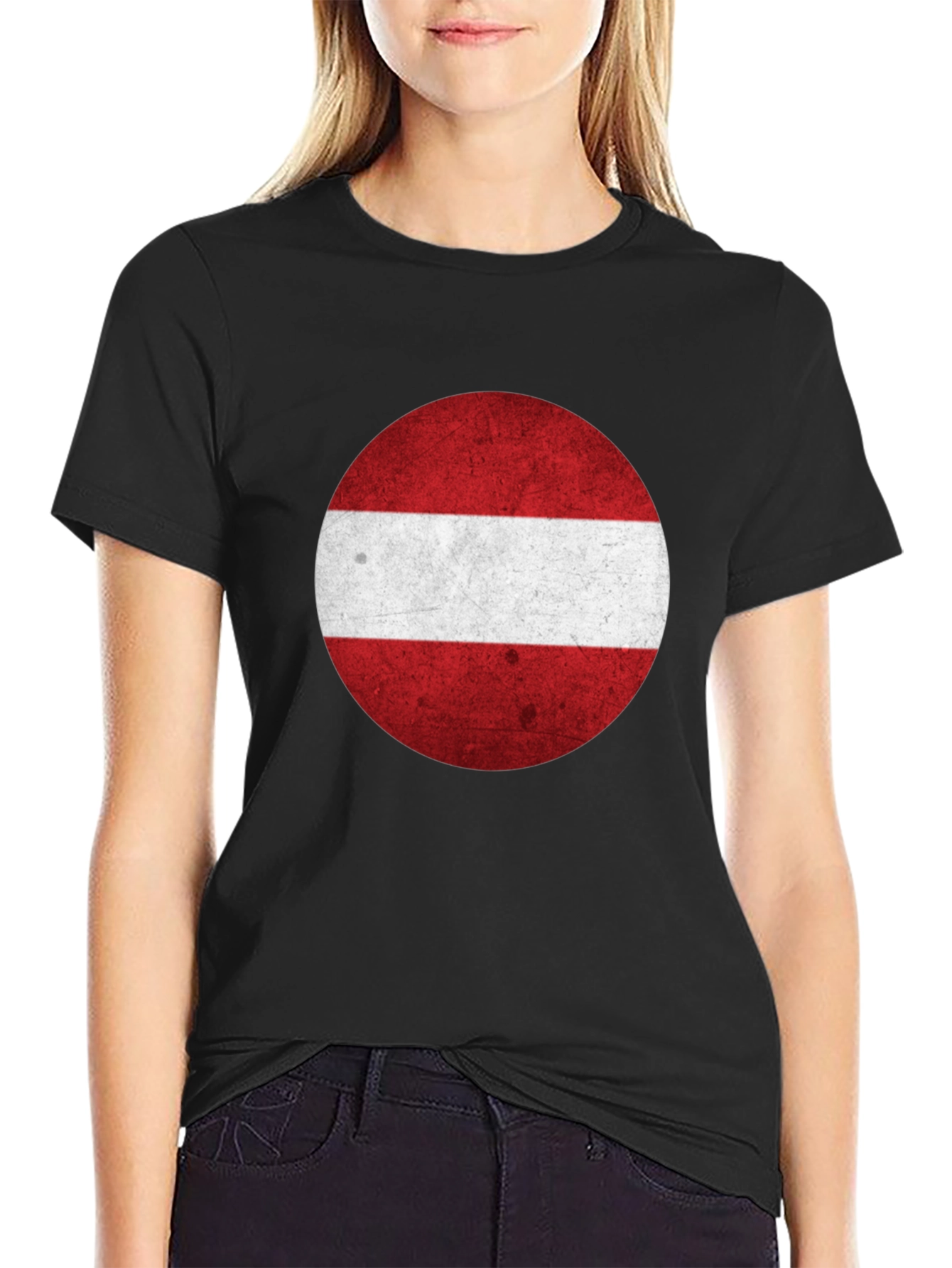 Latvia Flag Graphic Tee - Round Design