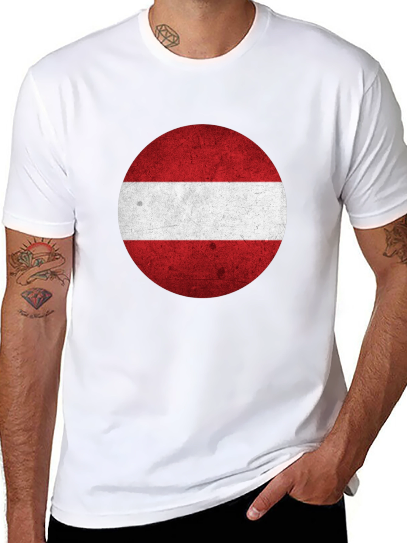 Latvia Flag Graphic Tee - Round Design