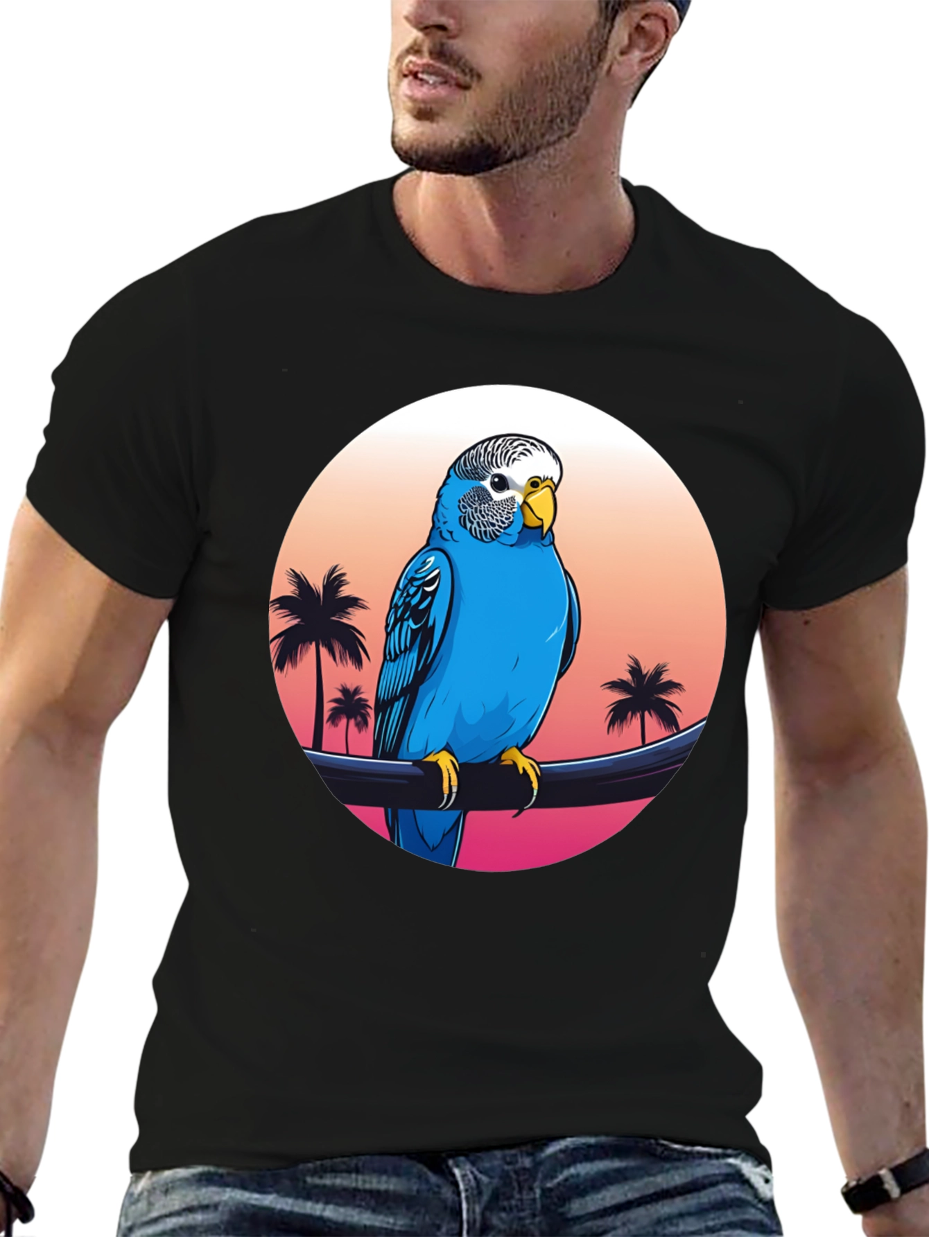 Parrot on Tropical Sunset T-Shirt
