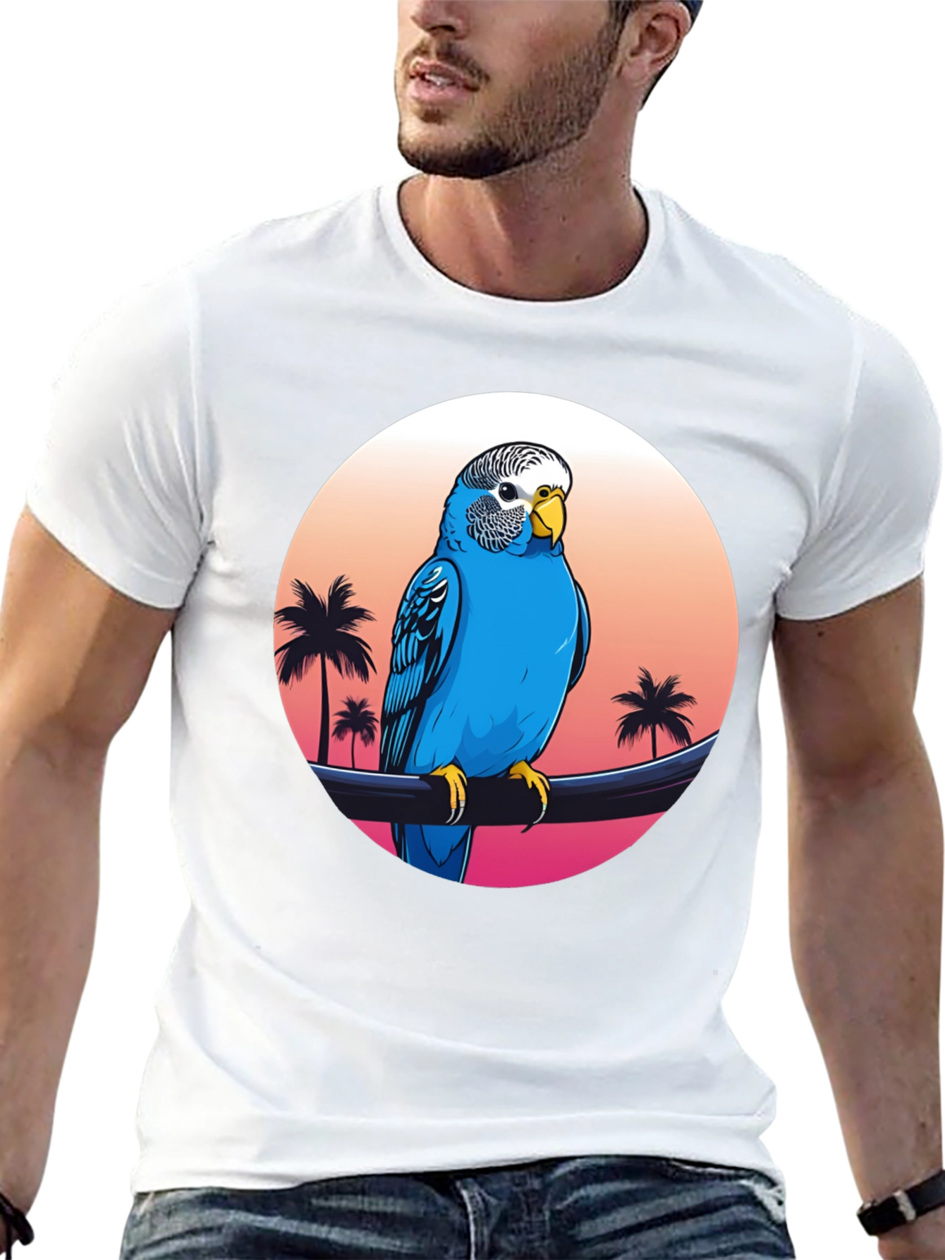 Parrot on Tropical Sunset T-Shirt